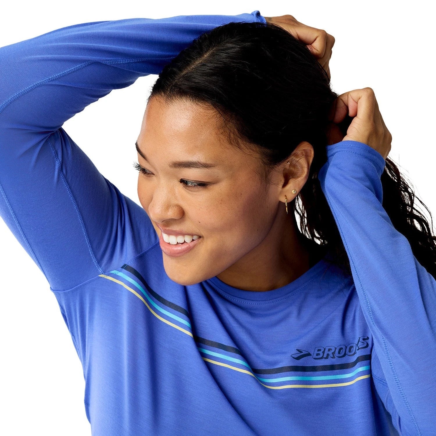 Brooks Distance Long Sleeve 3.0 Top Women's Blue Thumbhole Activewear DSGL478 - Image 5