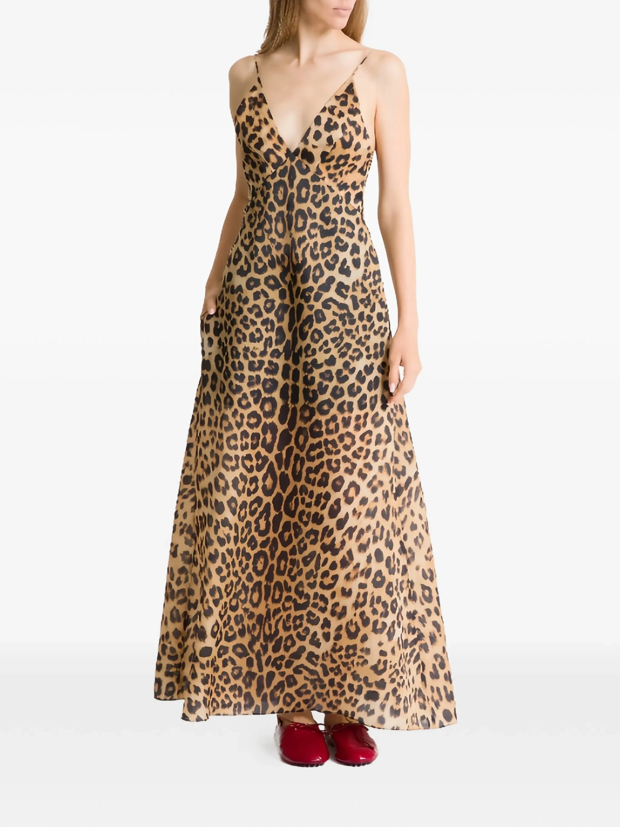 Brown Abito Leopard Print Silk Dress - Image 2