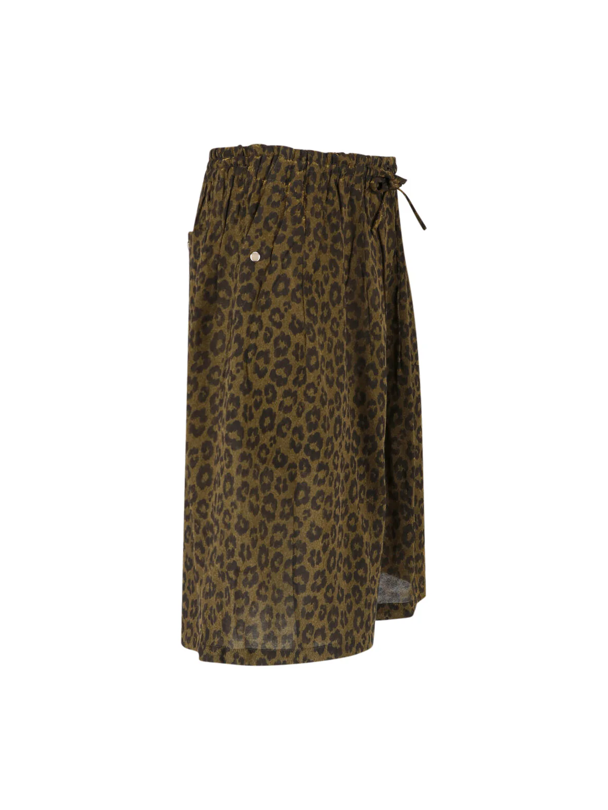Brown Animal Print Drawstring Cotton Shorts - Image 3