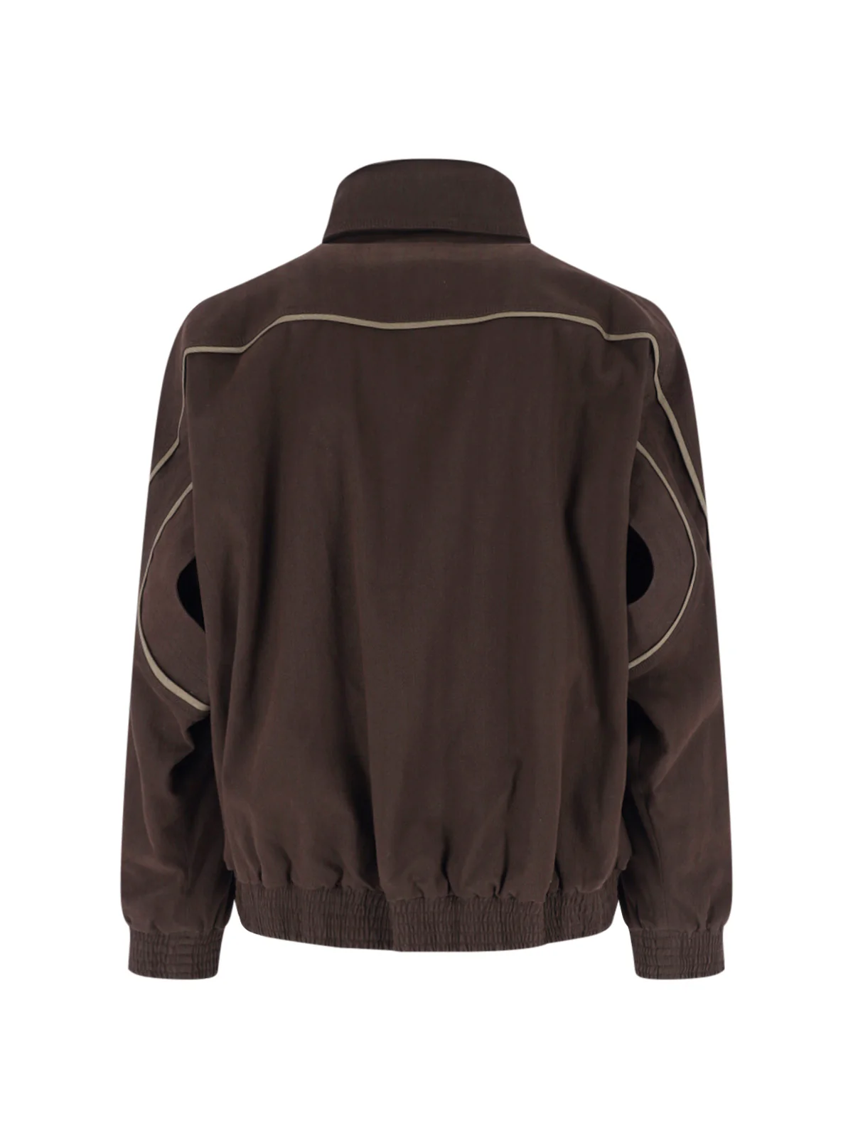 Brown Boxy Piped High-Collar Jacket - Image 2