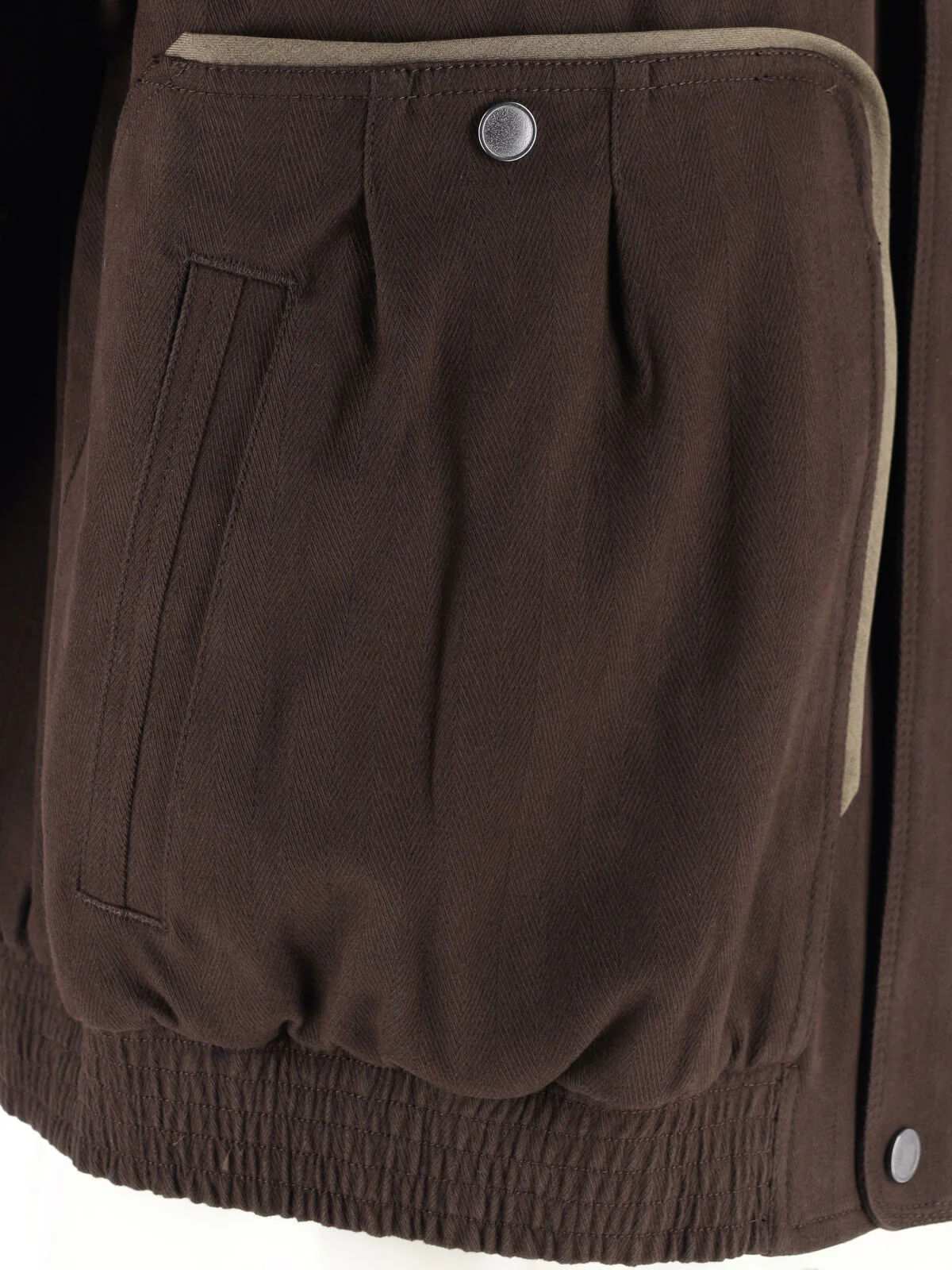 Brown Boxy Piped High-Collar Jacket - Image 3