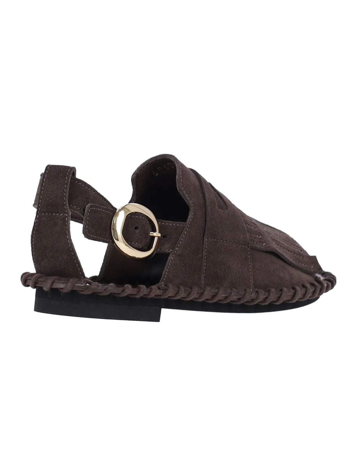 Brown Fanded Suede Fringed Sandals - Image 4