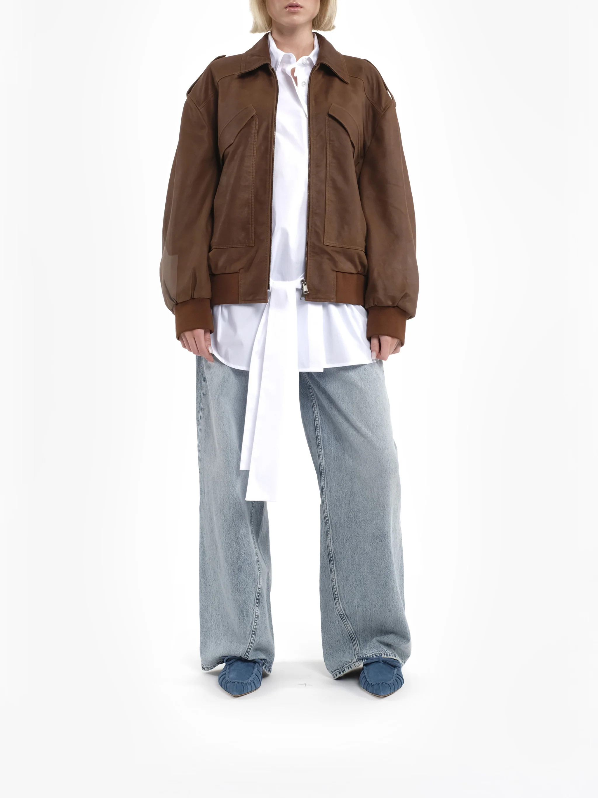 Brown New Blossom Boxy Fabric Jacket - Image 3