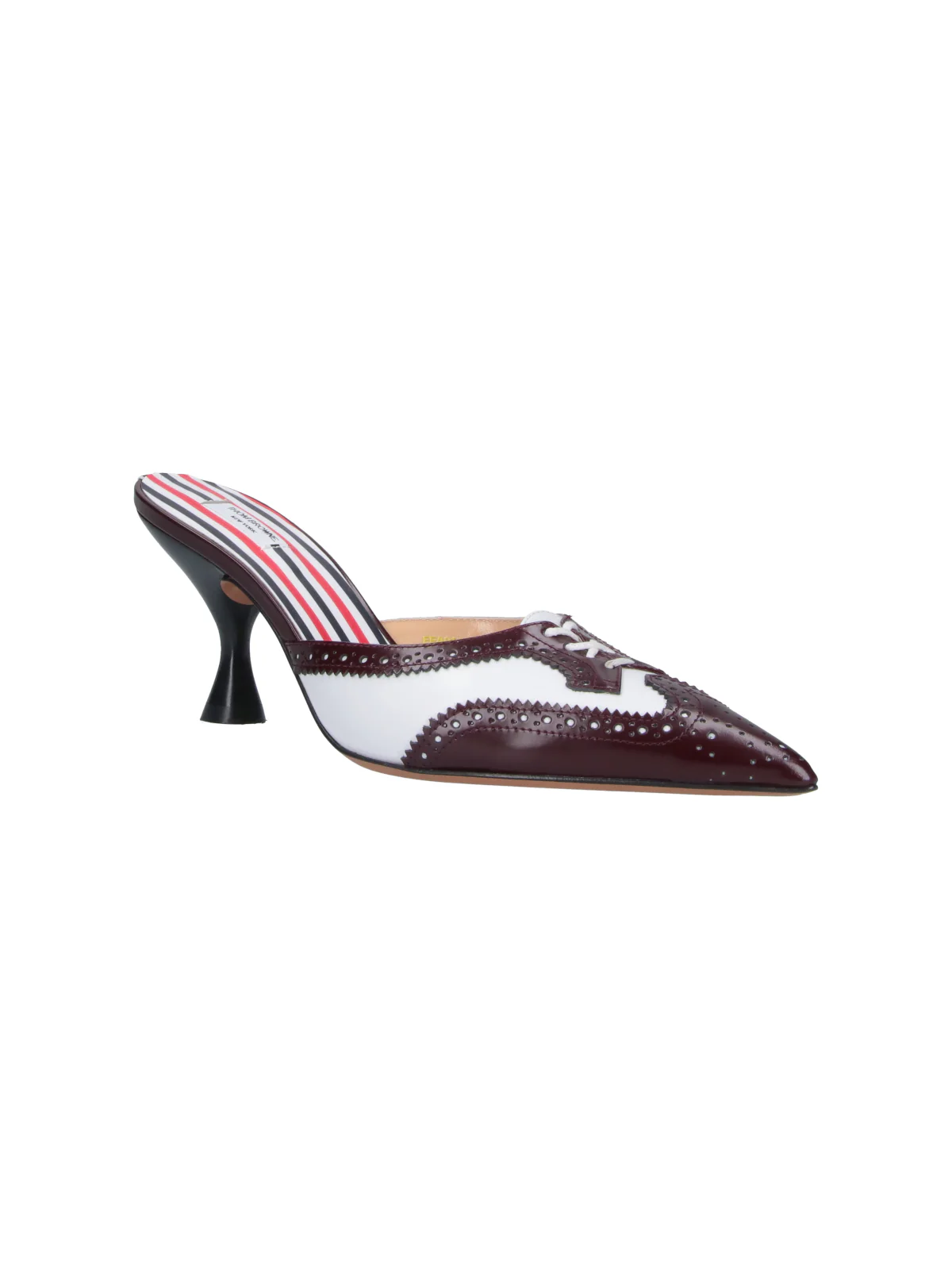Brown Pointed-Toe Sculpted Heel Leather Mules - Image 2