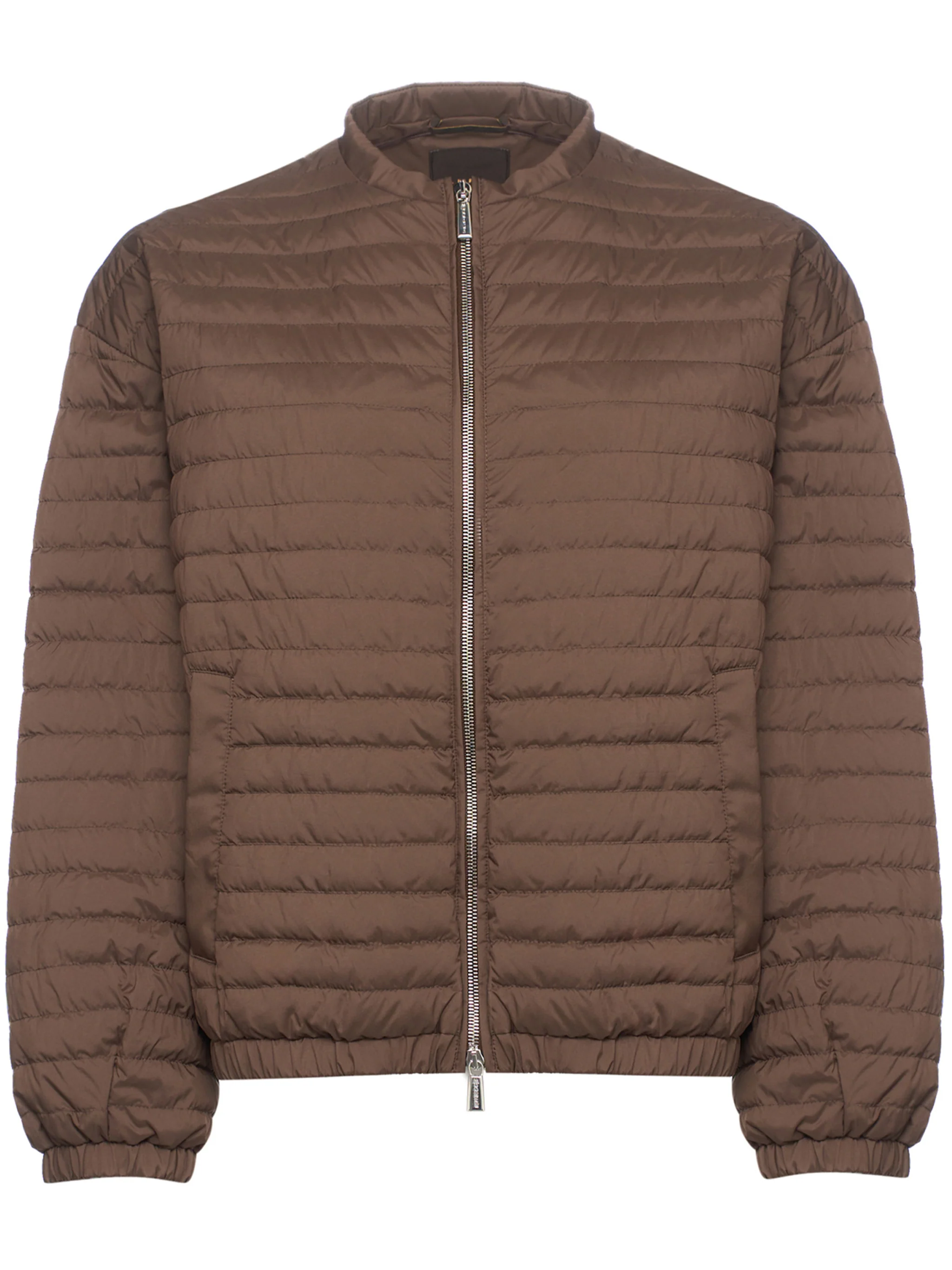 Brown Quilted Jacket With Matte Finish Silhouette