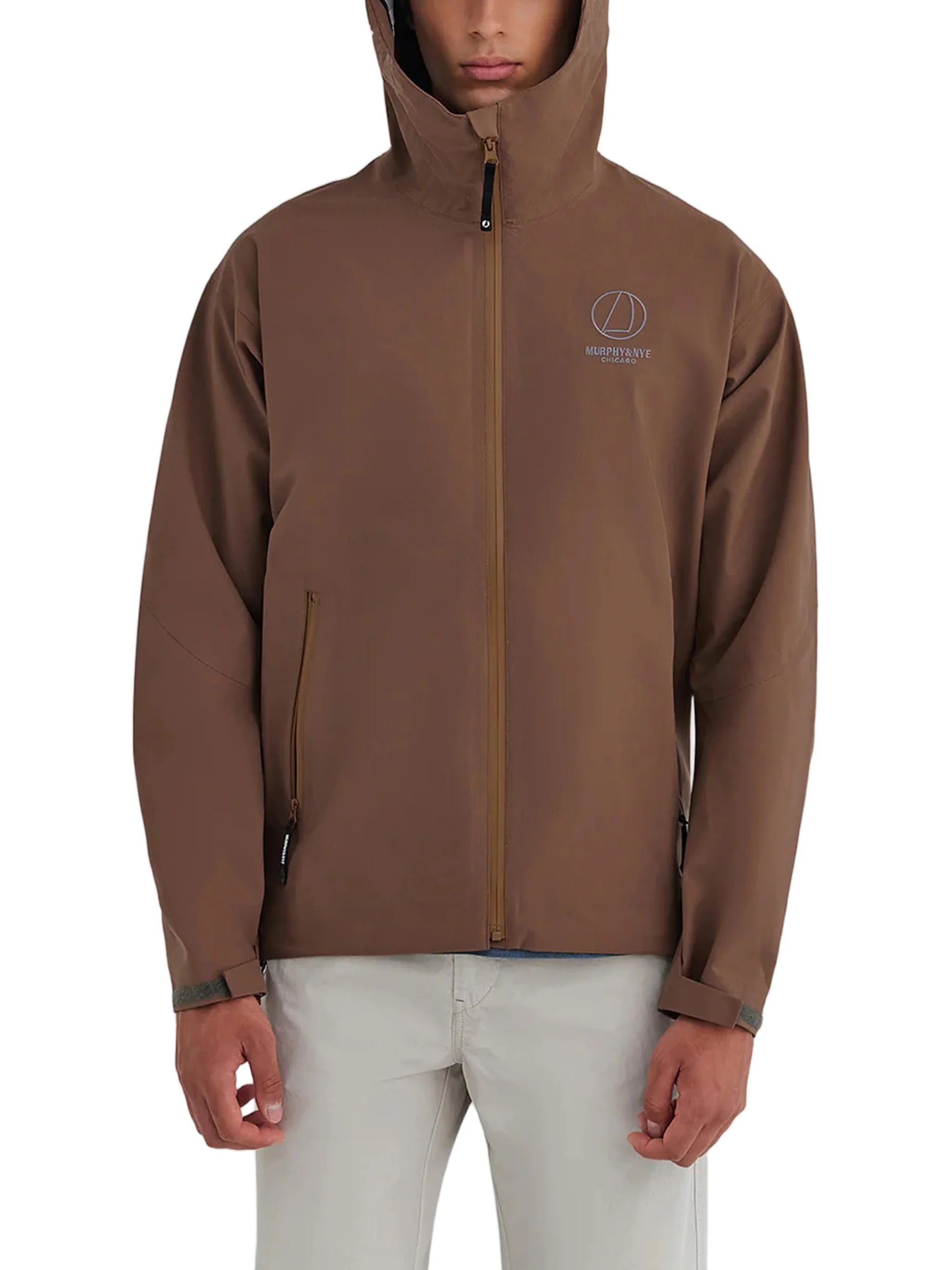 Brown Ranger High Collar Hooded Zip Jacket