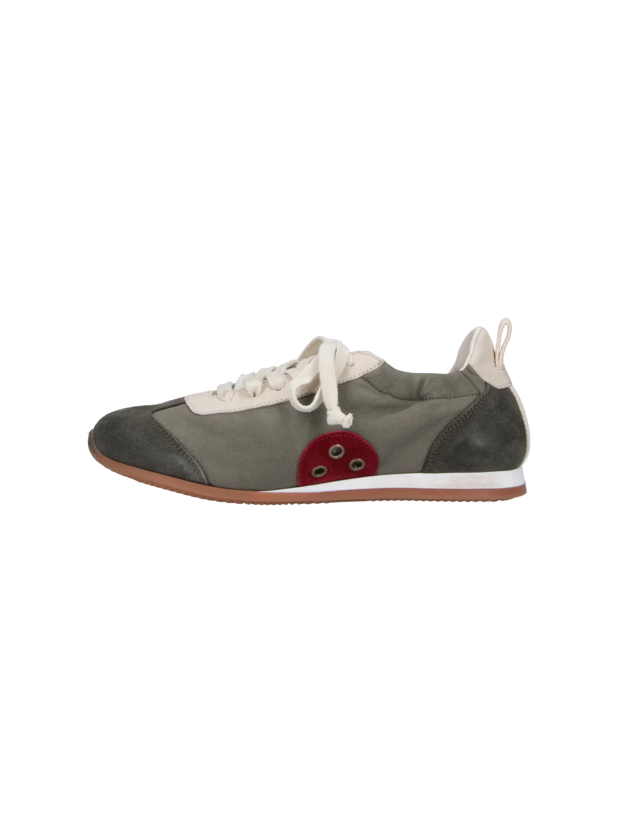 Brown Rounded Toe Leather Sneakers - Image 3