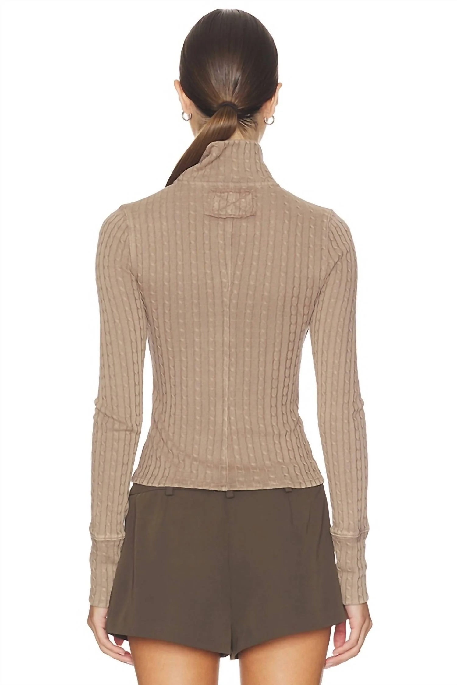 Brunch Girl Zip Up Cardigan In Dusted Cocoa - Image 3