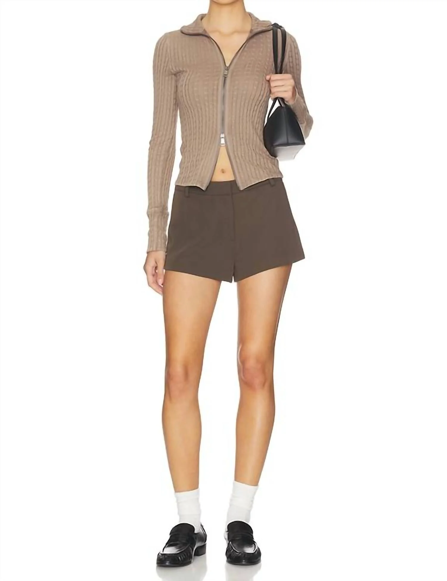 Brunch Girl Zip Up Cardigan In Dusted Cocoa - Image 4