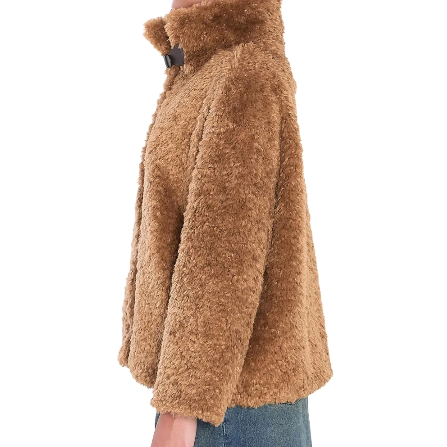 Buckle Detail Shearling Coat In Sand - Image 4