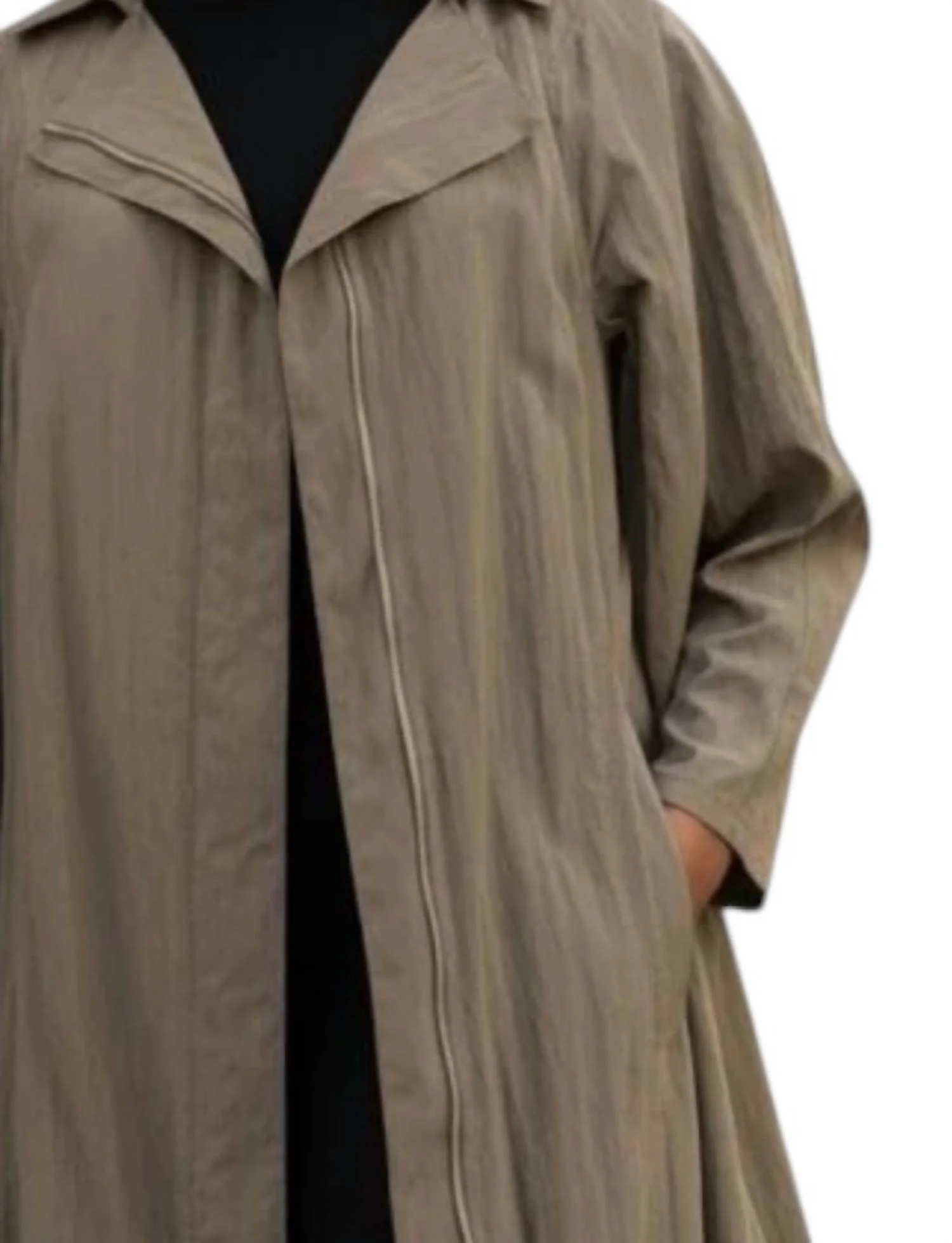 Buddy Zip Up Cinched Hem Coat In Khaki - Image 2