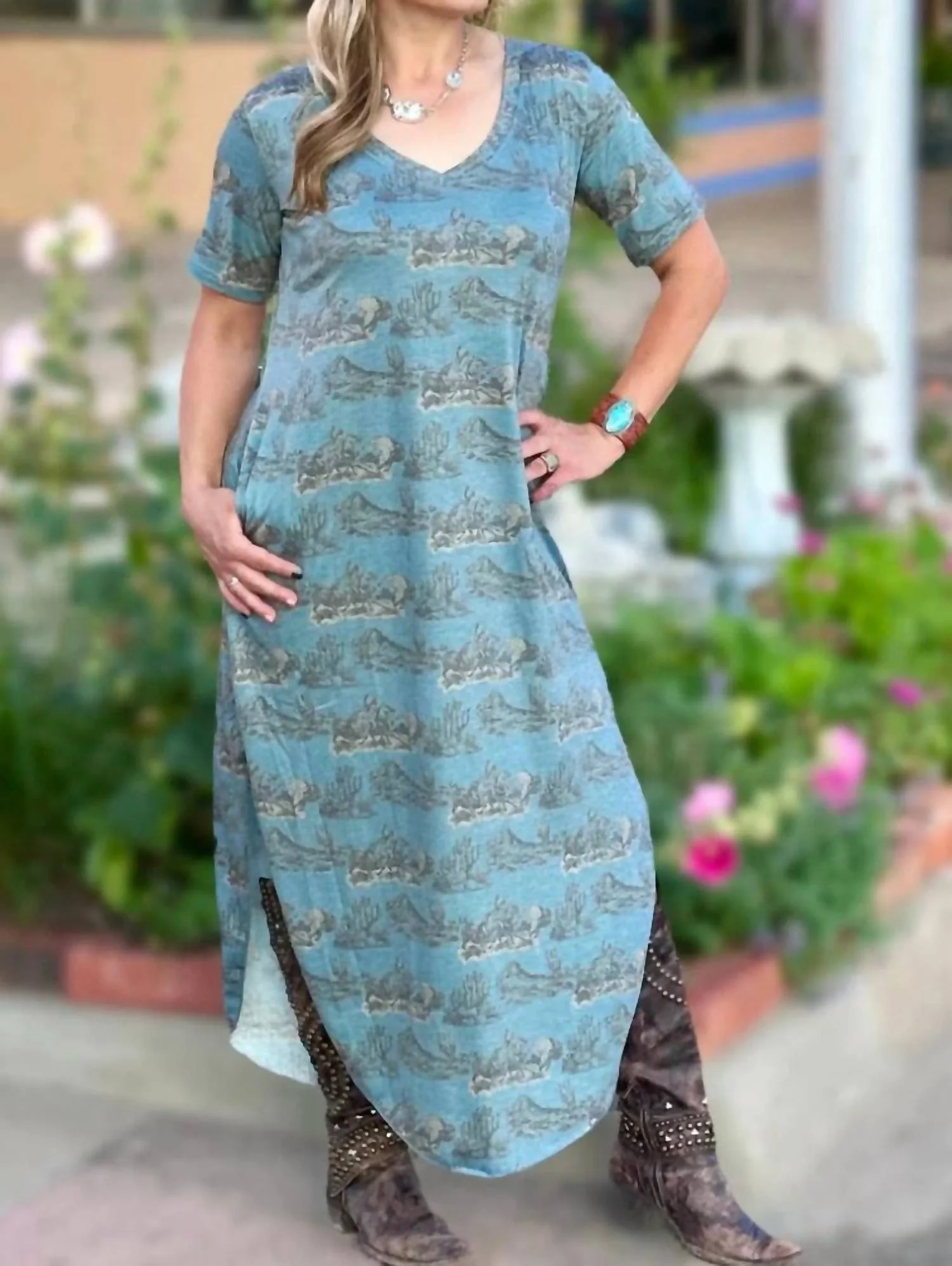 Buffalo Maxi Dress In Blue - Image 2
