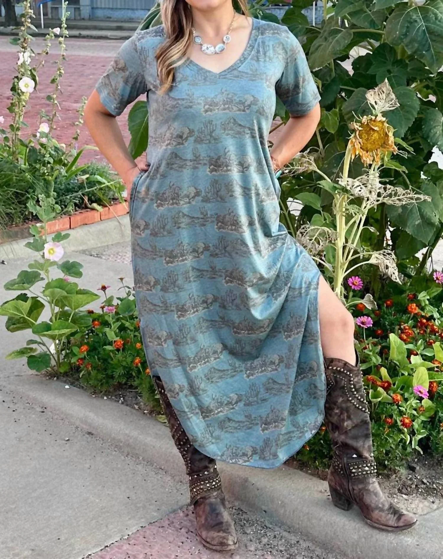 Buffalo Maxi Dress In Blue - Image 3