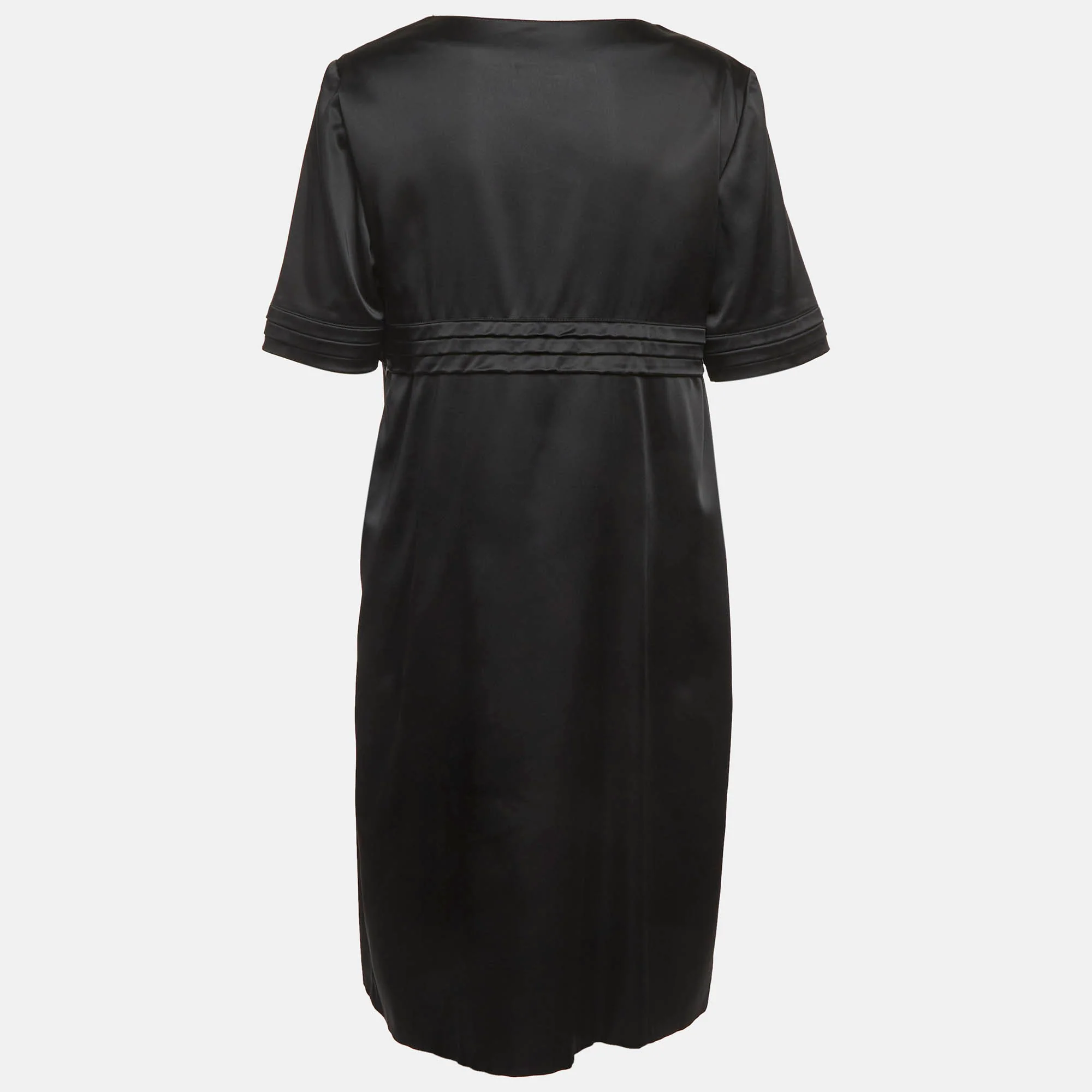 Burberry Black Satin Pleated Midi Dress - Image 3