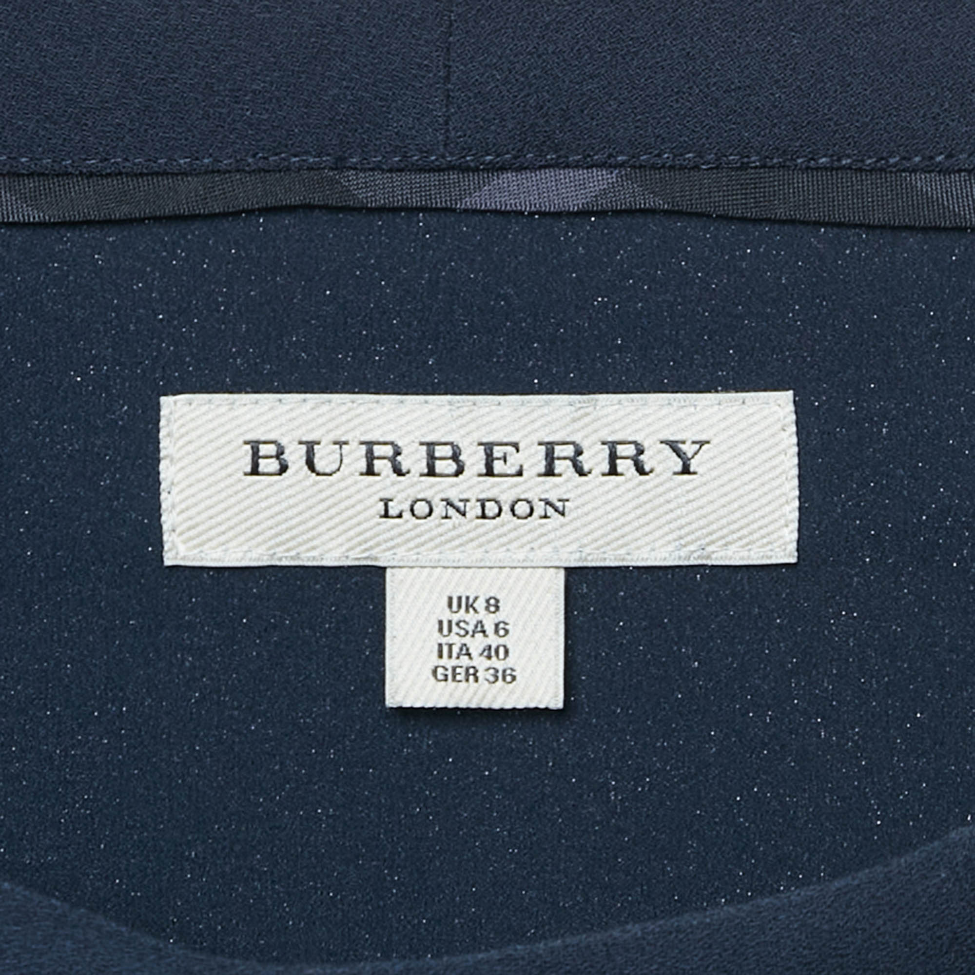 Burberry Navy Blue Crepe Belted Mini Dress - Image 5