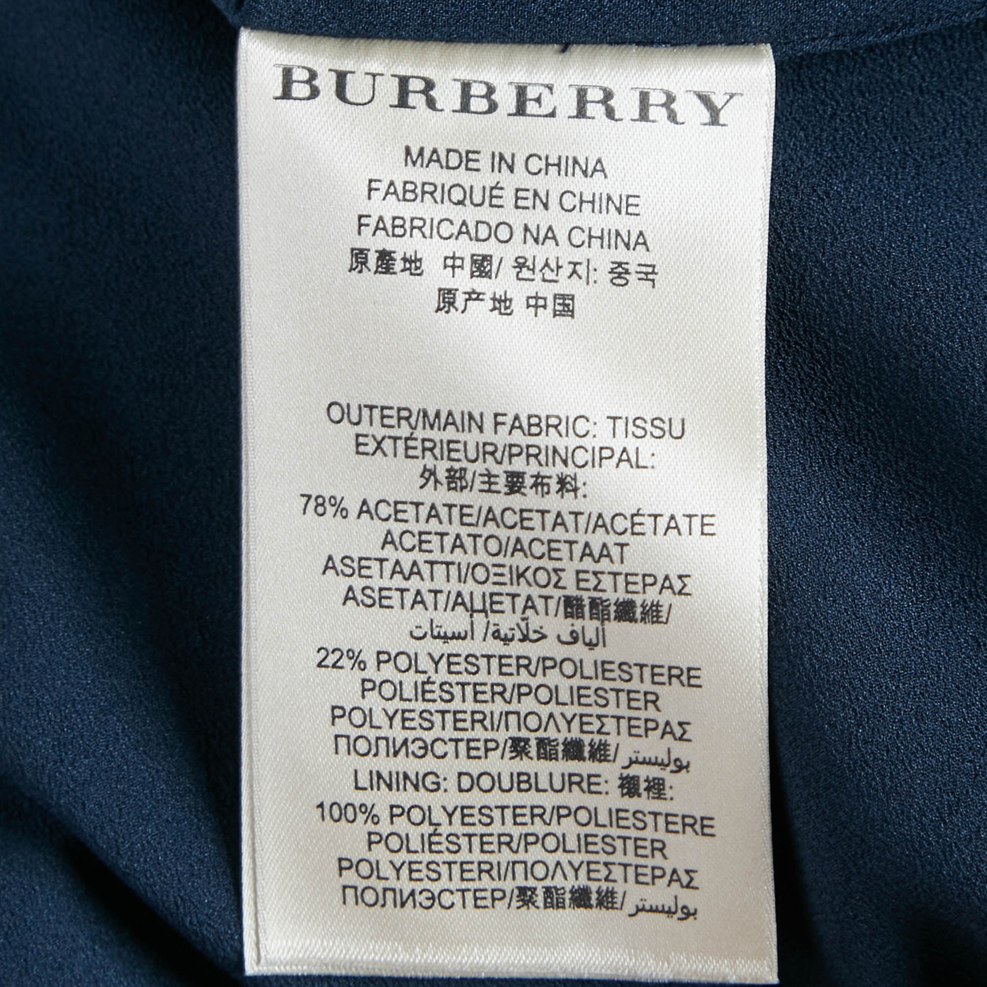 Burberry Navy Blue Crepe Belted Mini Dress - Image 6