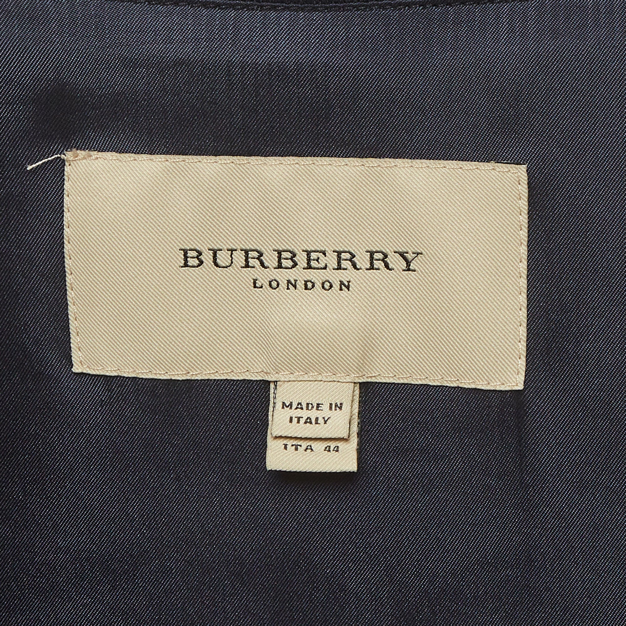 Burberry Navy Blue Satin Collared Mini Dress - Image 5