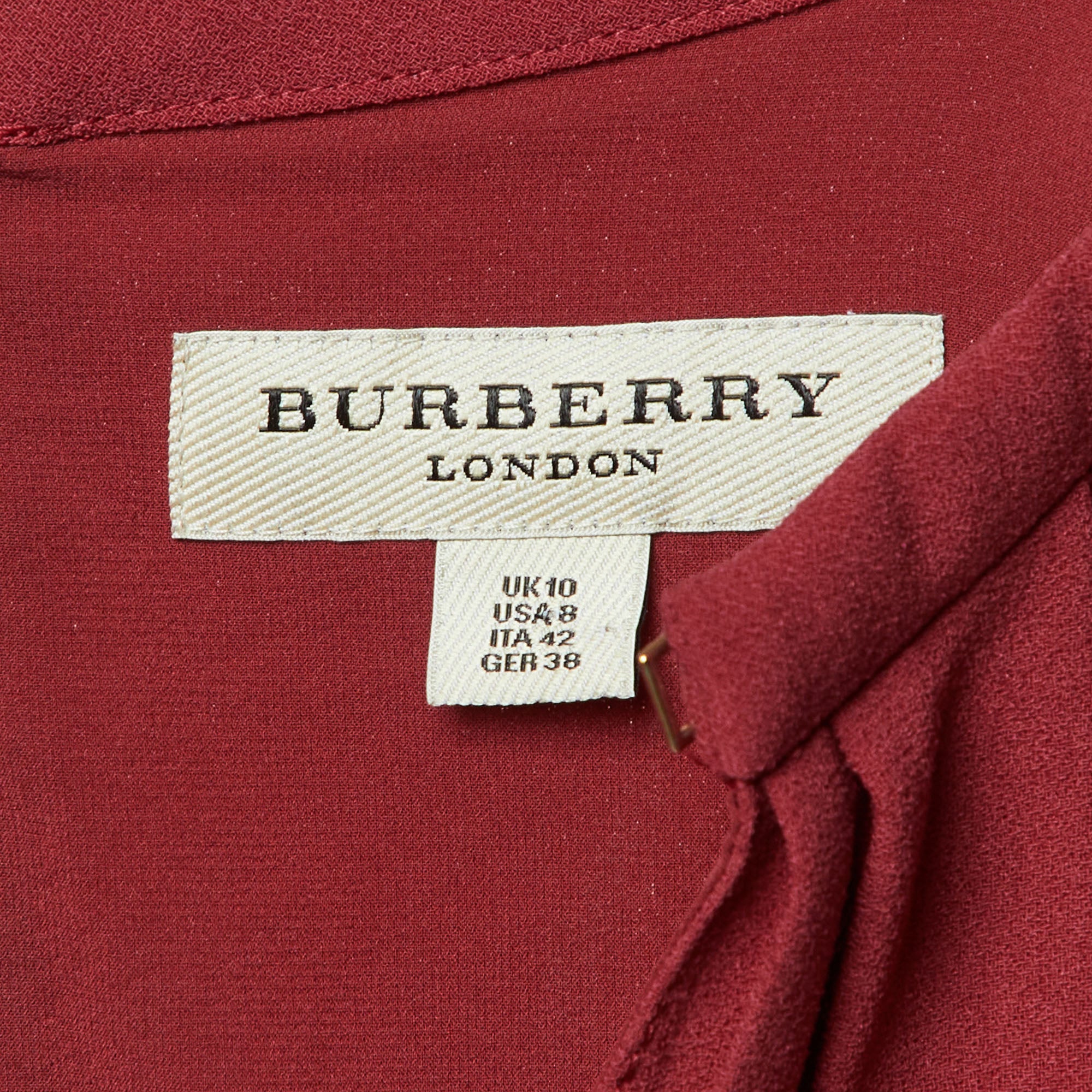 Burberry Red Crepe Belted Shift Dress - Image 5