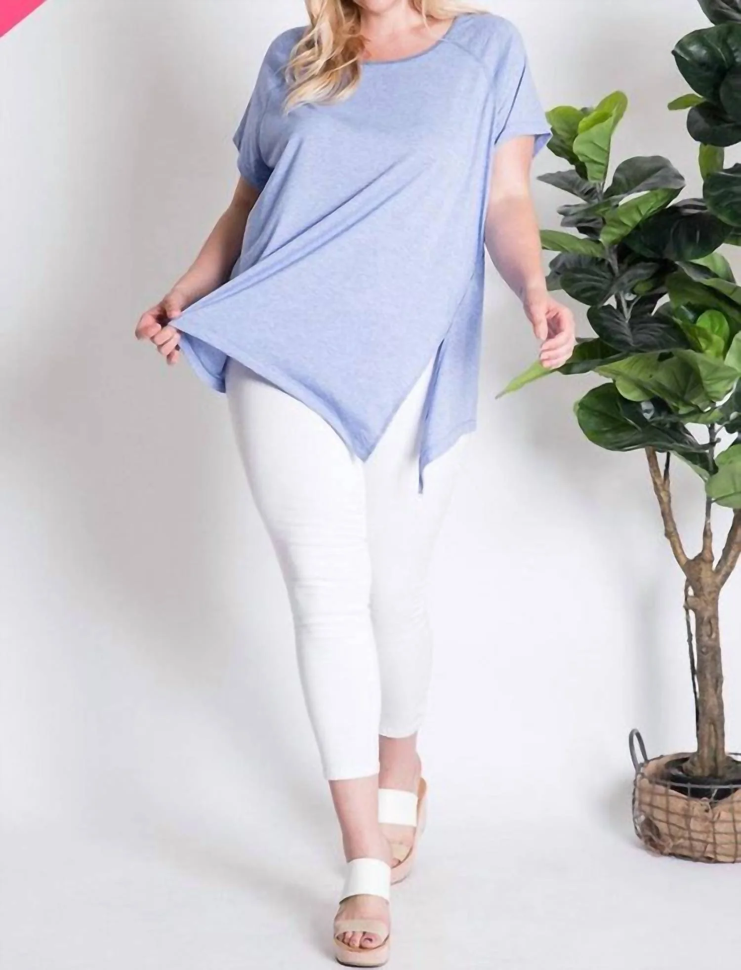 Burnout Crew Neck Plus Tee In Blue