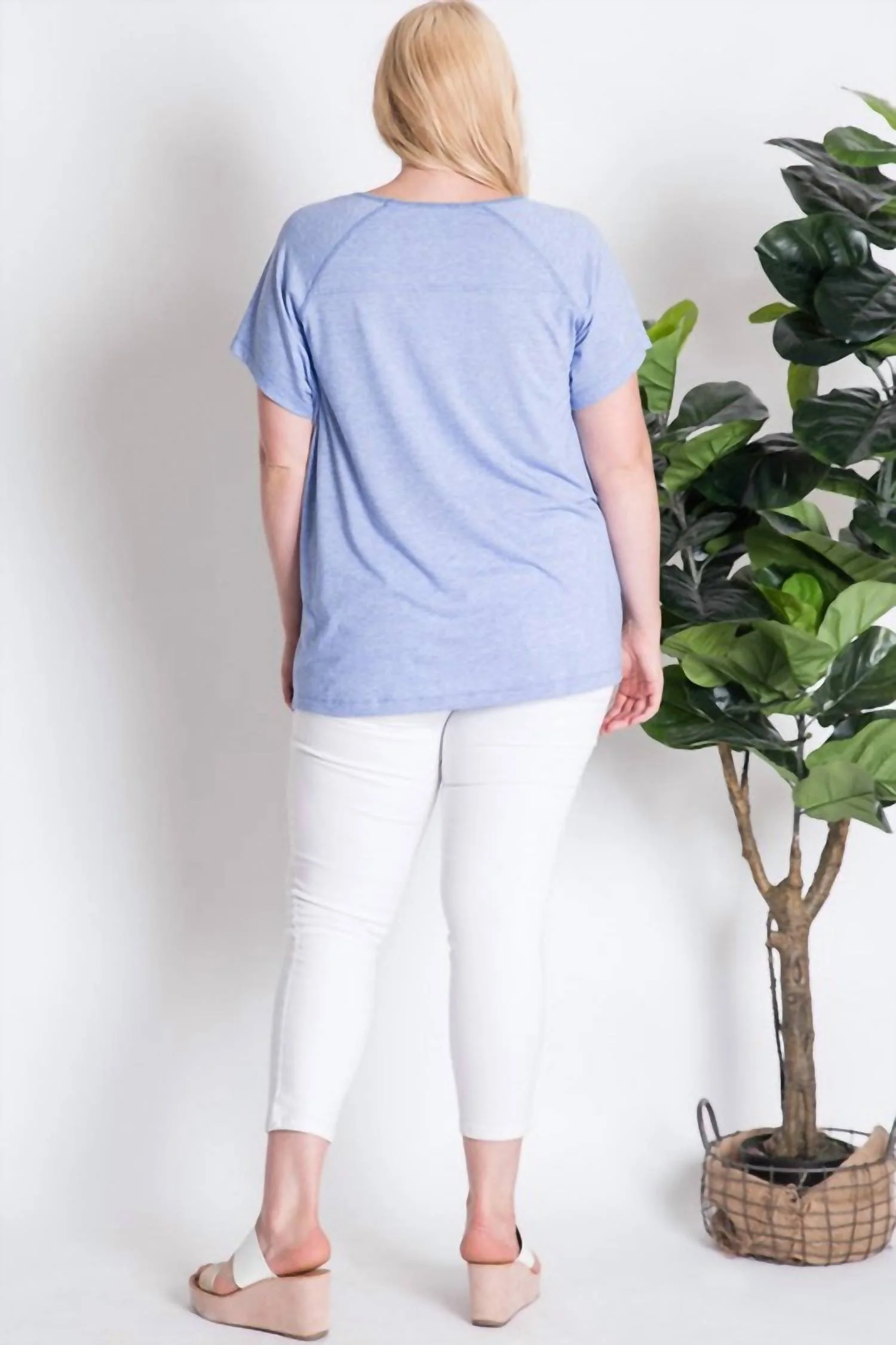 Burnout Crew Neck Plus Tee In Blue - Image 2