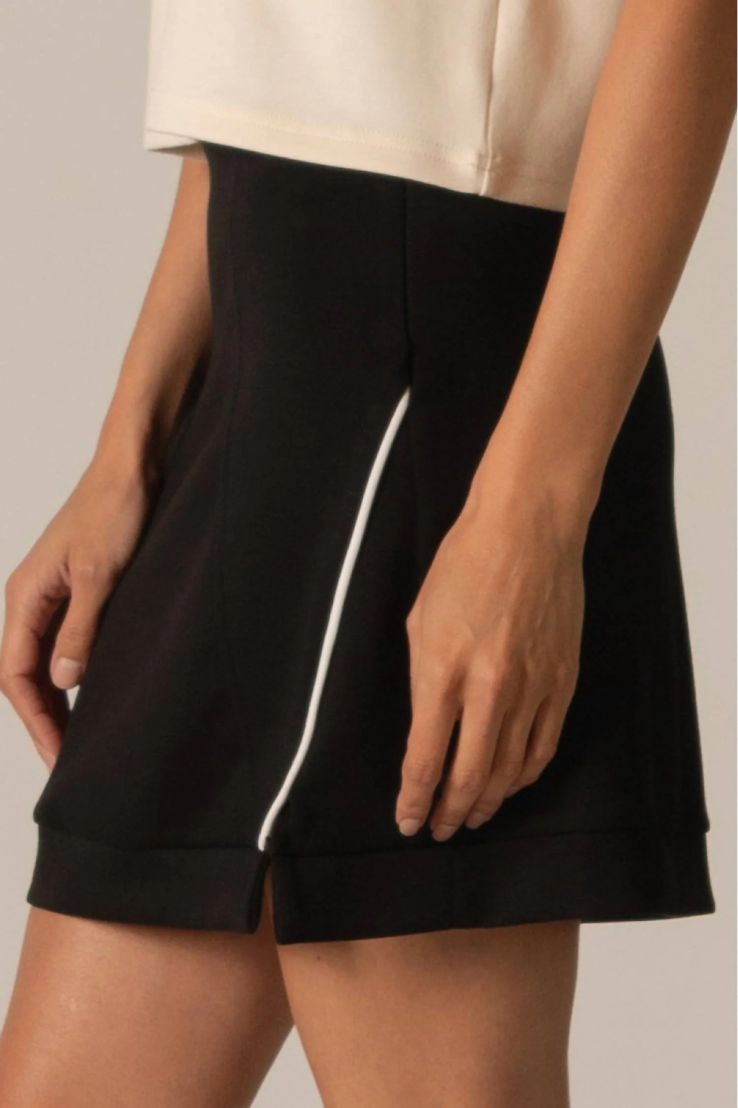 Butter Modal Piping Detail Mini Skirt In Black - Image 3