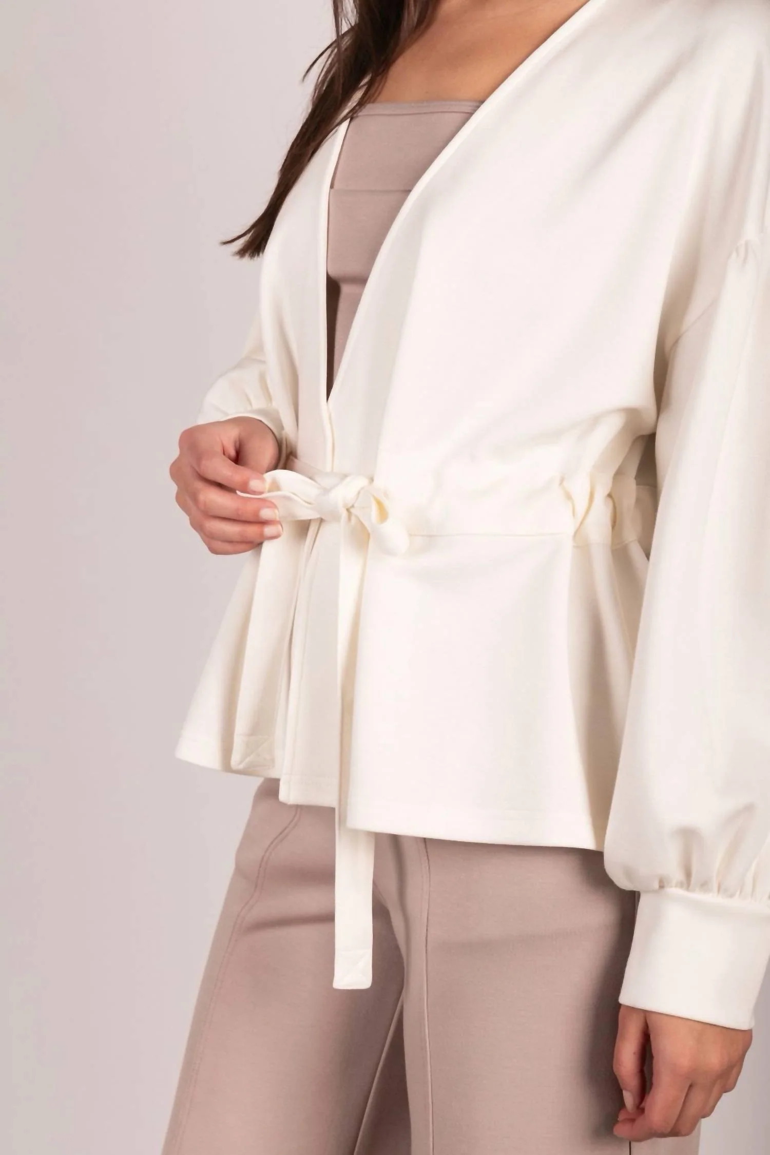 Butter Modal Wrap Cardigan In Ivory - Image 2