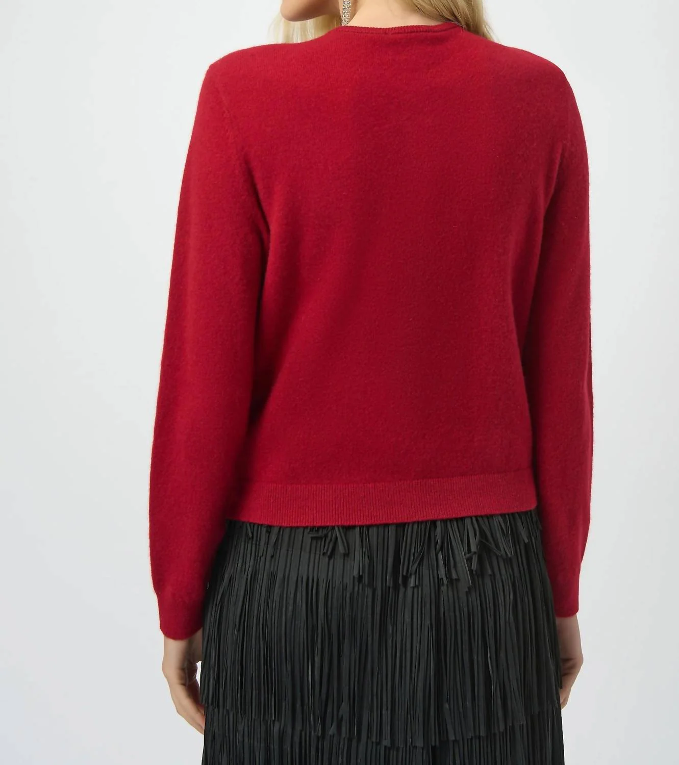 Button Front Cashmere Cardigan In Deep Cherry - Image 2