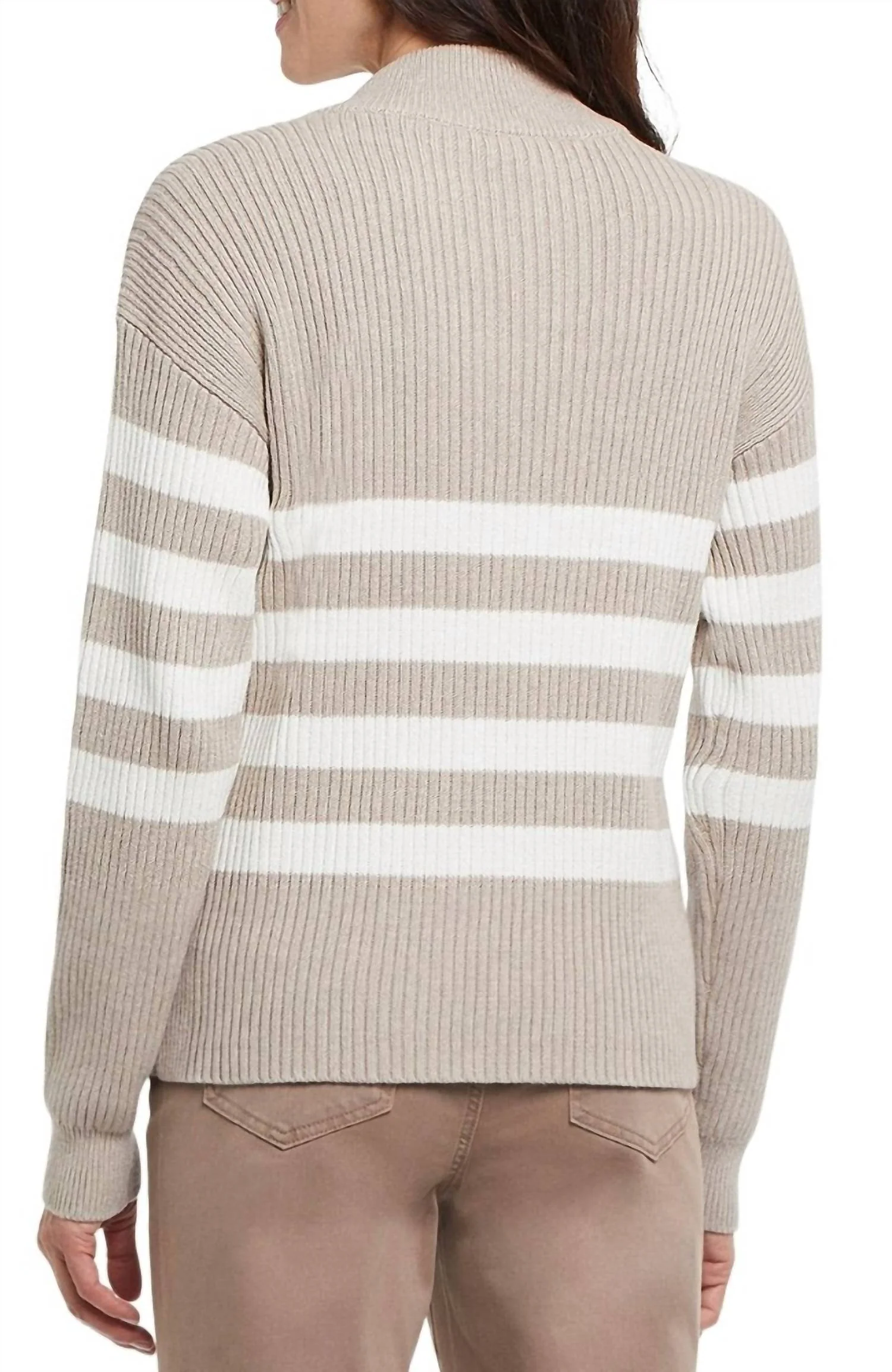 Button Mock Sweater In Mocha - Image 2