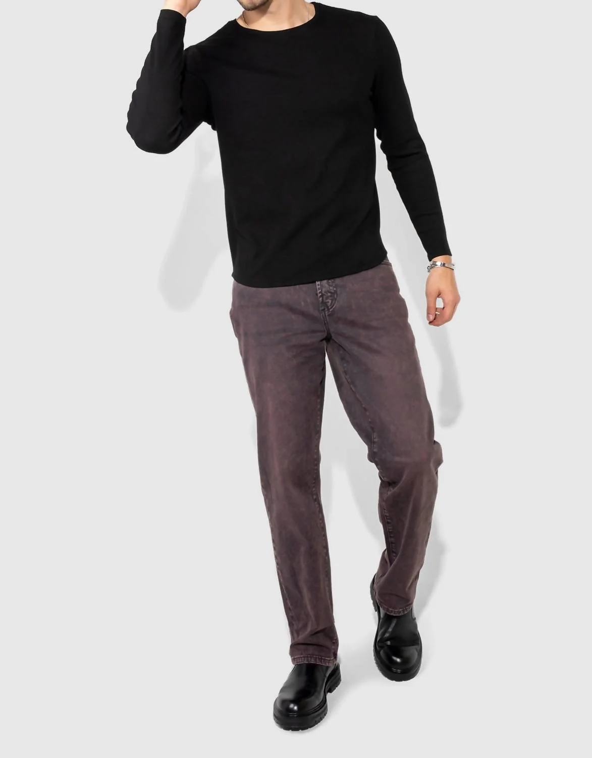 Caine Straight Leg Jeans In Vintage Plum