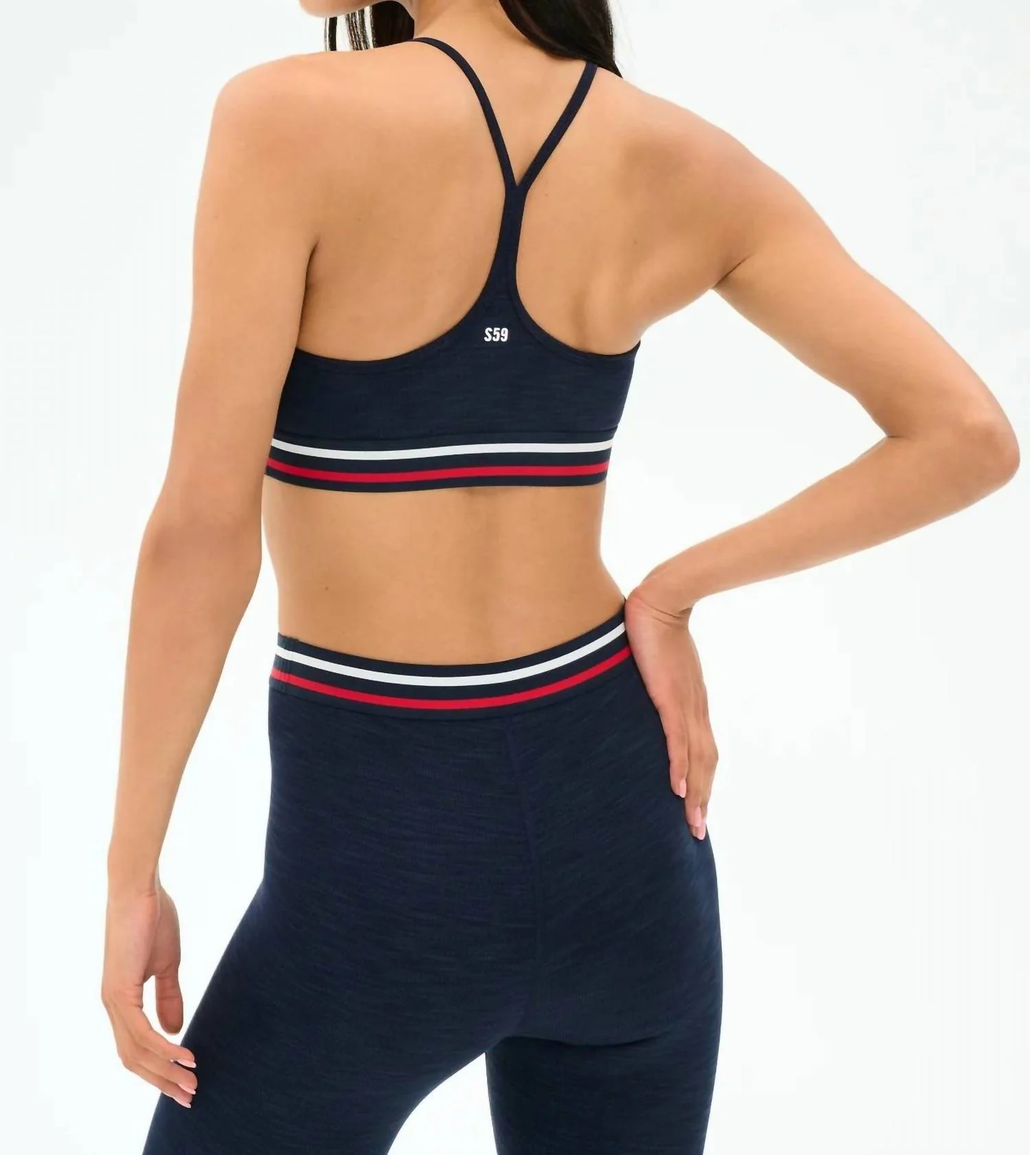 Cali Active Rib Bra In Heathered/indigo - Image 2