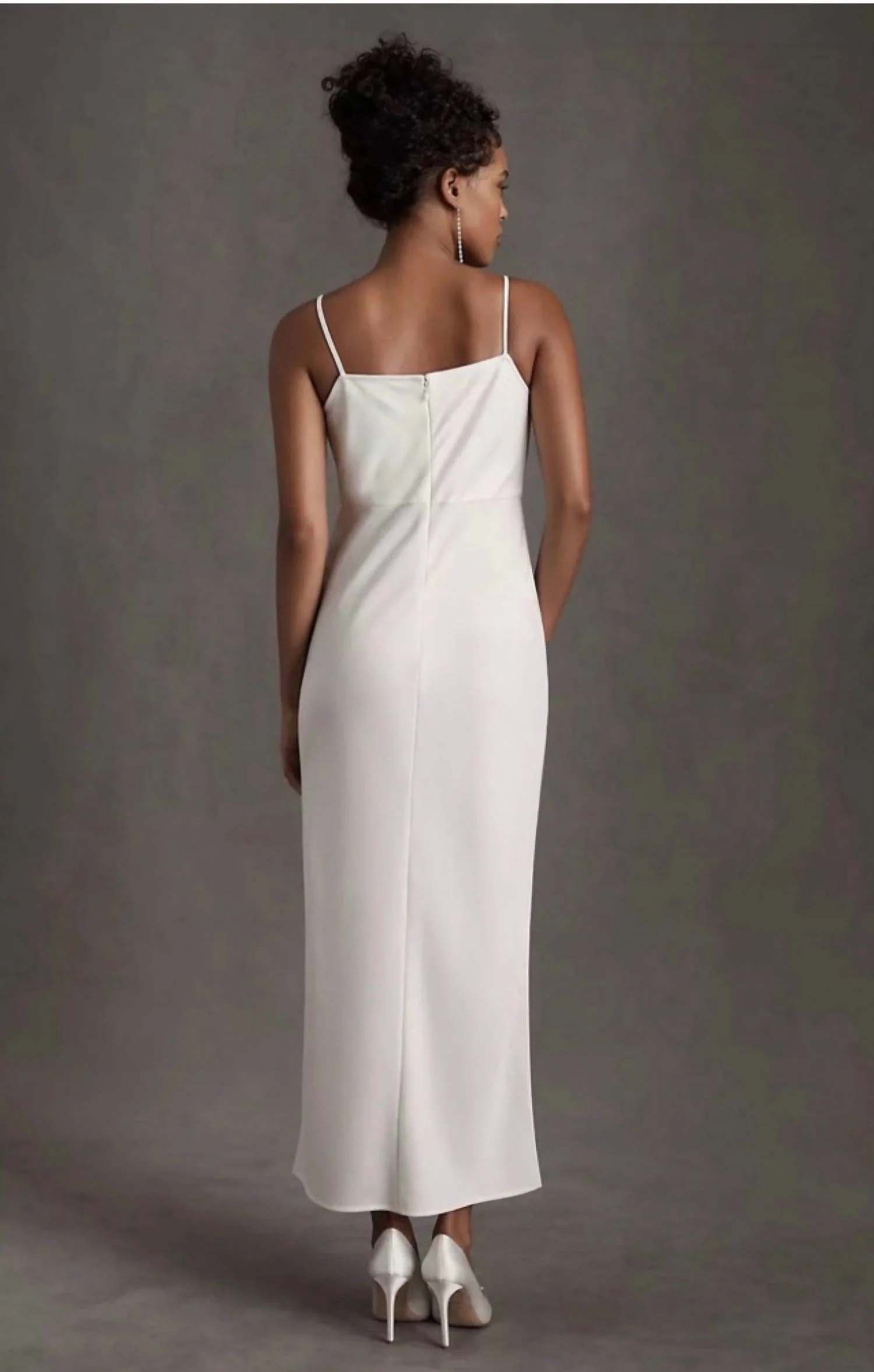 Cali Satin Cowl Neck Midi Dress In Ivory - Image 3