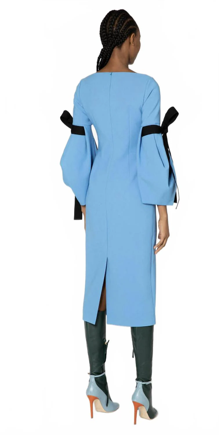 Calispi Crepe Dress In Cielo - Image 3