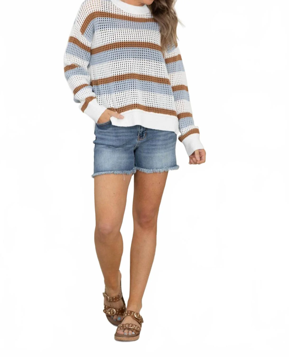 Calla Lily Sweater In Blue Rust Combo