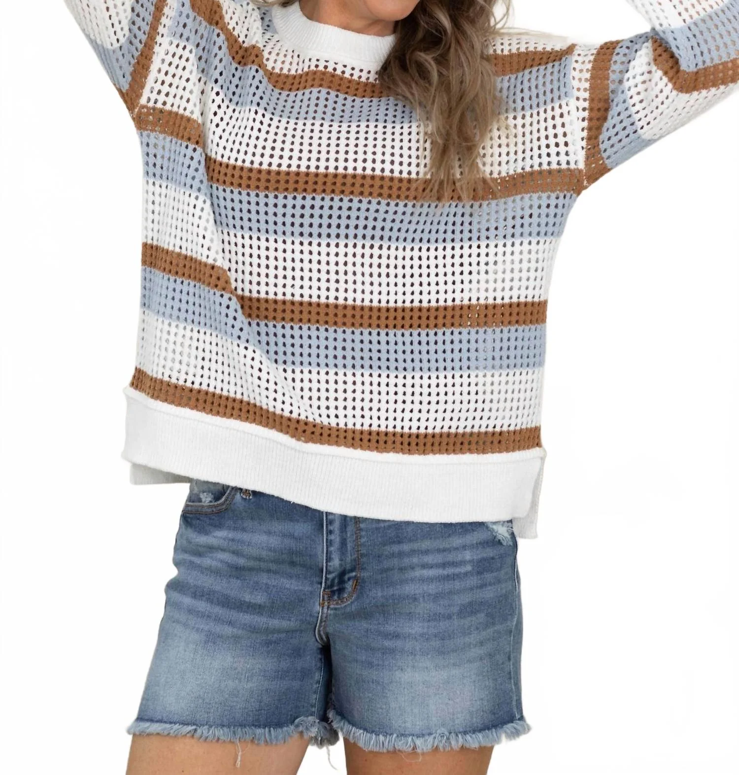 Calla Lily Sweater In Blue Rust Combo - Image 3