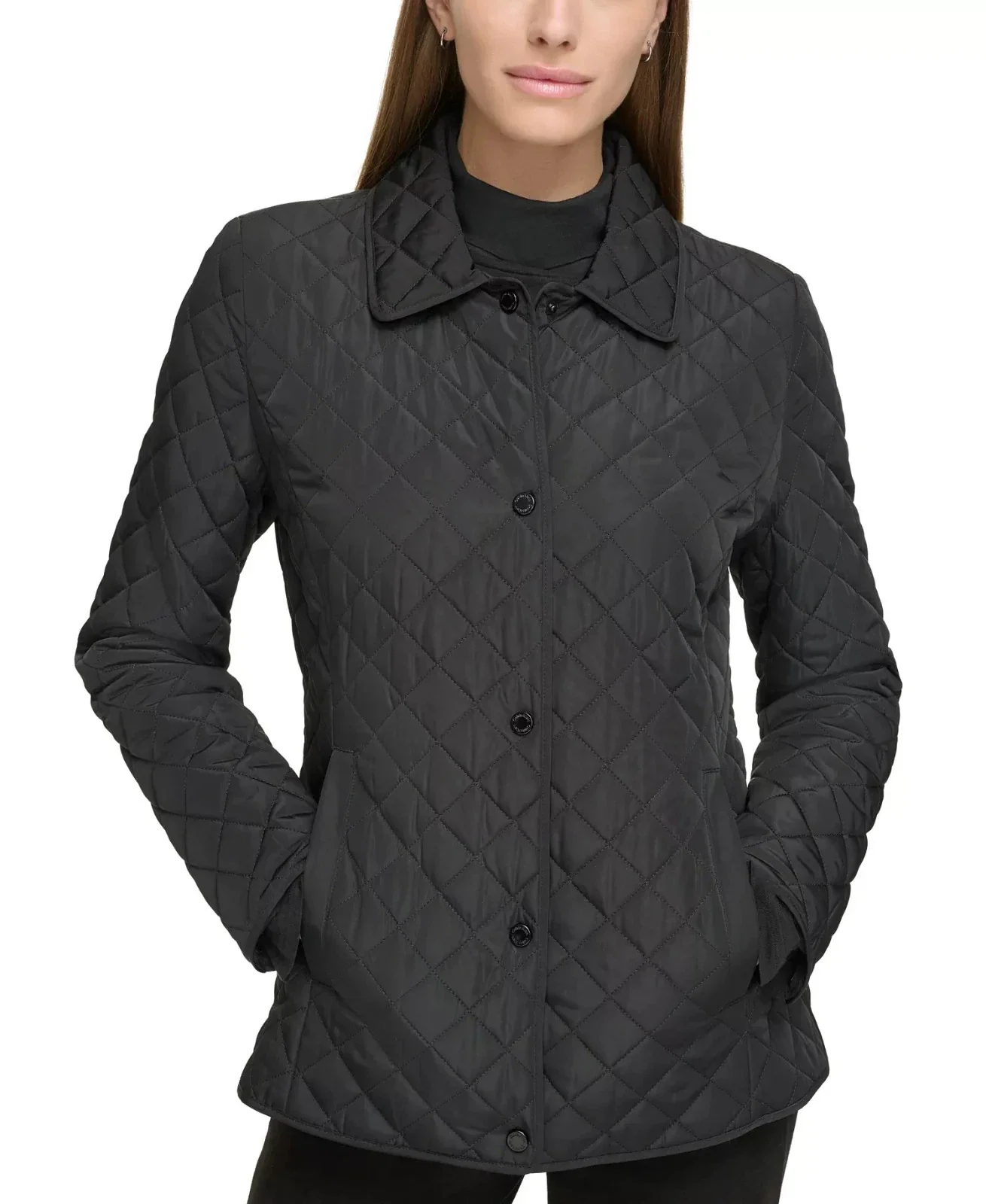 Calvin Klein CW322574 Coat Women's Black Long Sleeve Quilted DDR3170