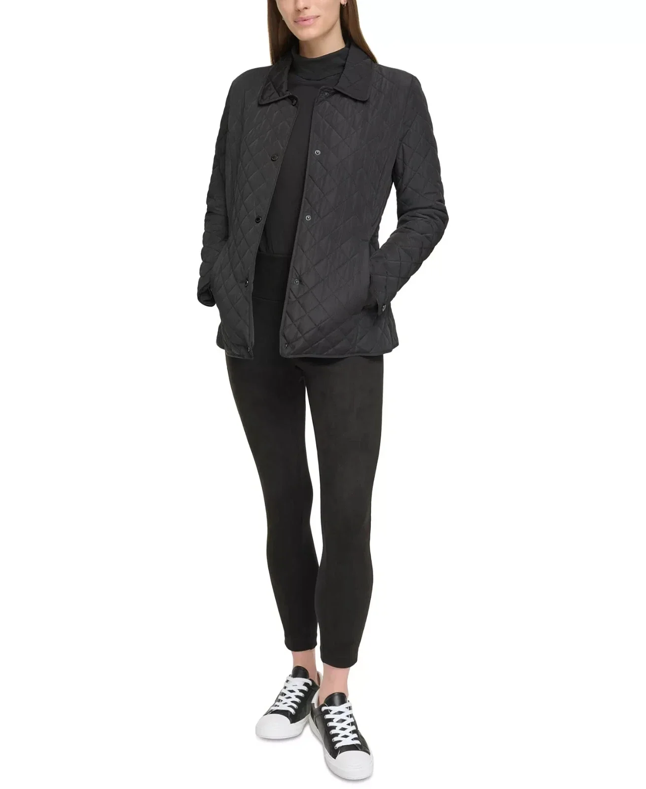 Calvin Klein CW322574 Coat Women's Black Long Sleeve Quilted DDR3170 - Image 2