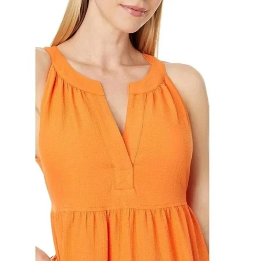 Calvin Klein Gauze Maxi Dress Women's Starburst Tiered Halter Neck FROG361 - Image 3