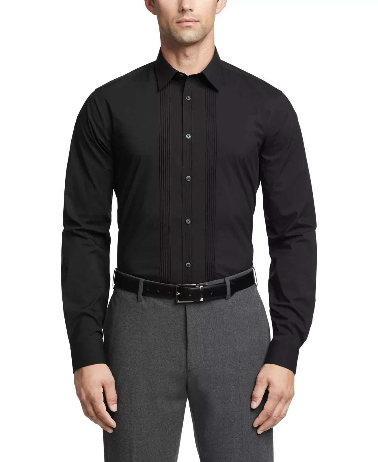 Calvin Klein Infinite Color Dress Shirt Mens Black Slim Fit KFC107 - Image 4