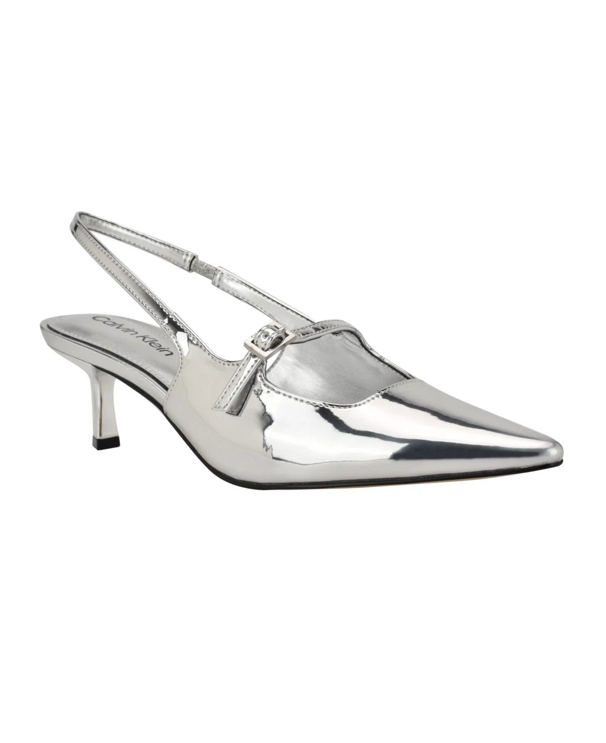 Calvin Klein Kallien Pumps Women's Silver Mirror Metallic Kitten Heel HTAT912