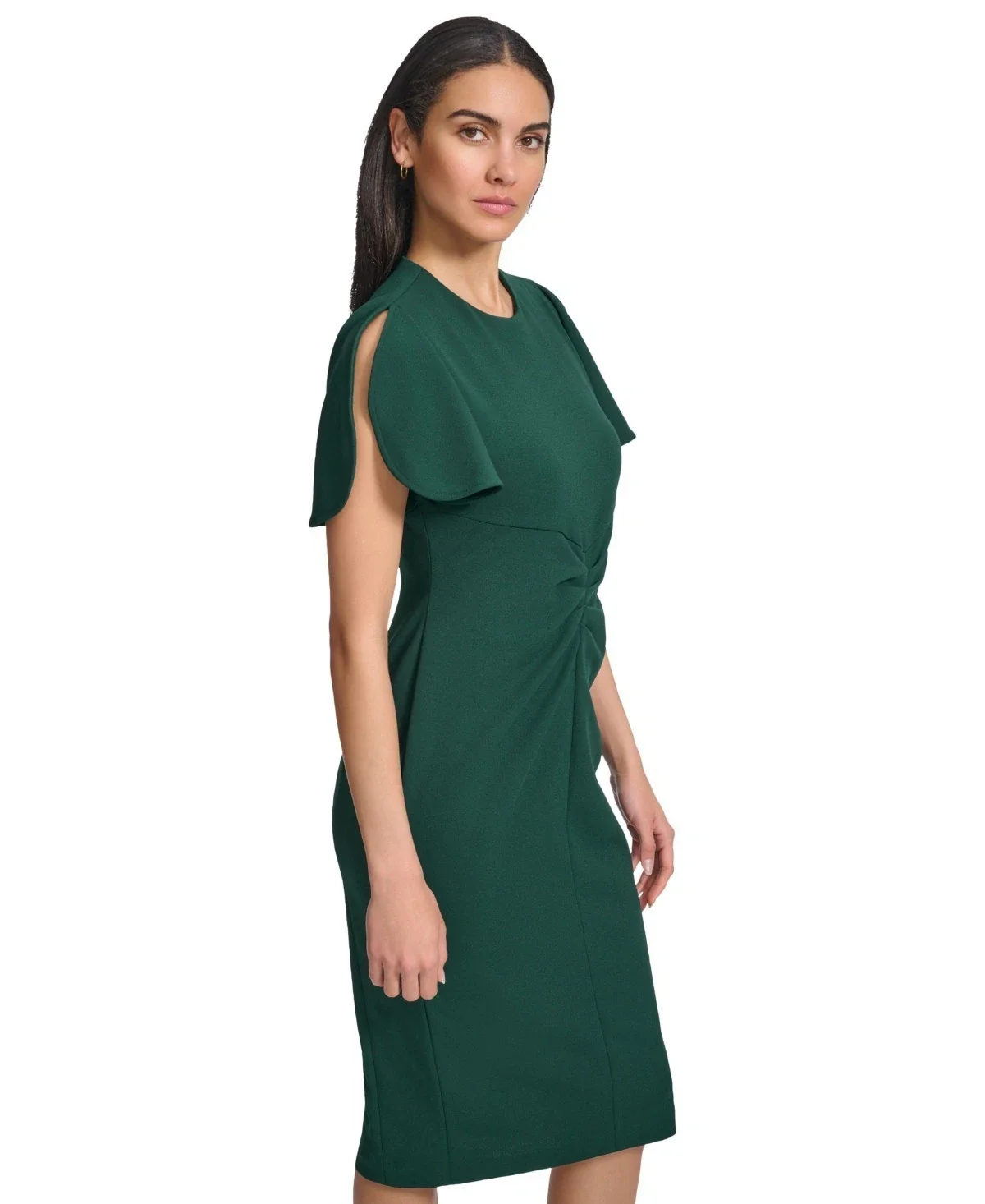 Calvin Klein Scuba Dress Women's Malachite Stretch Crepe Split Sleeve FROG444 - Image 3