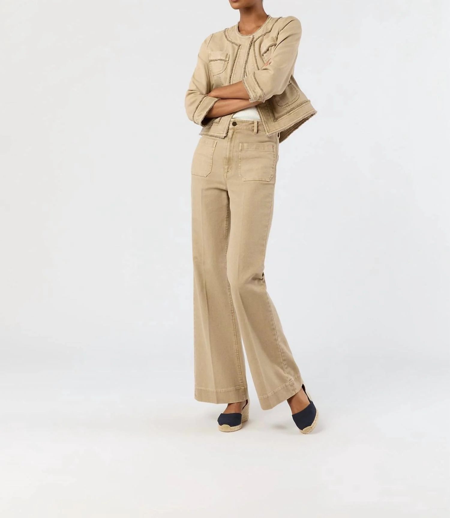 Camille Patch-Pocket Jean In Khaki Stretch Canvas - Image 4