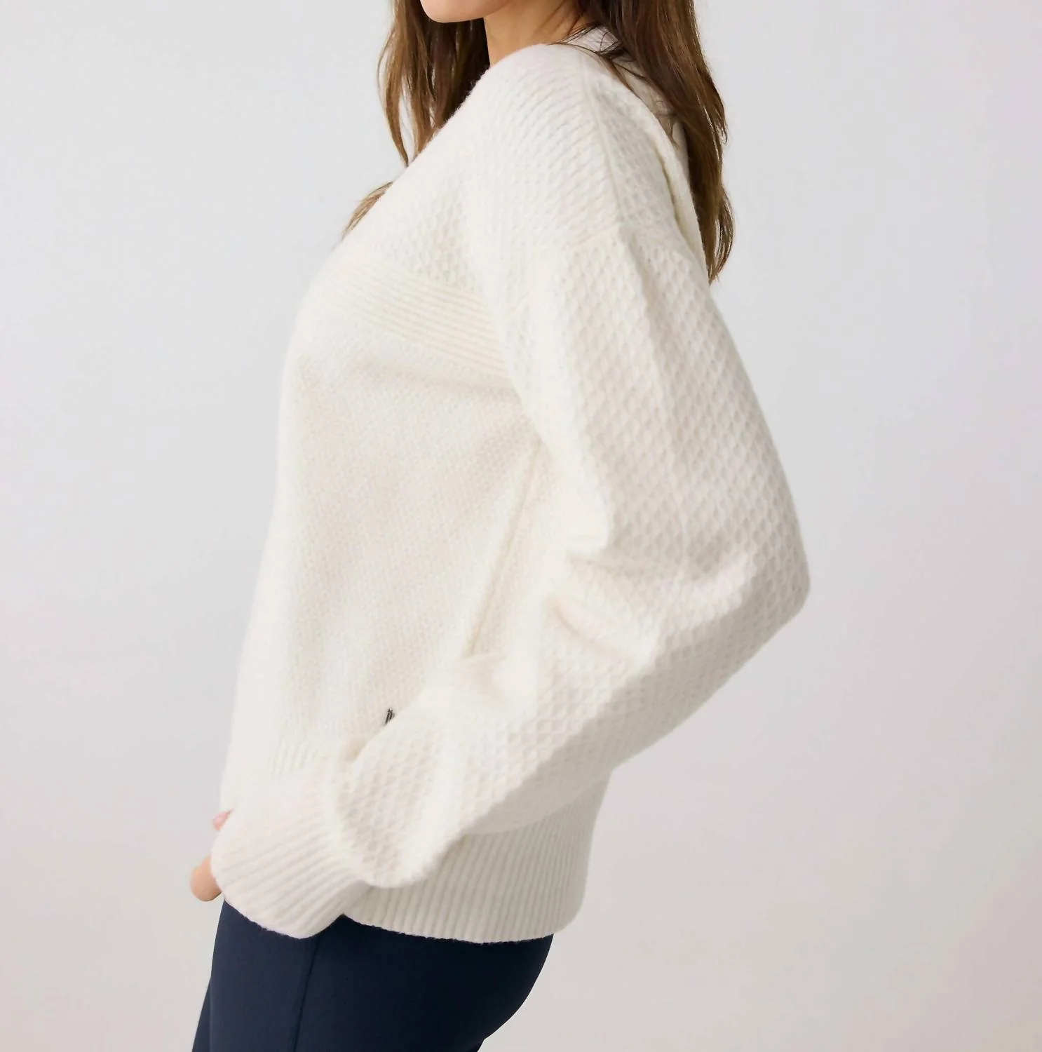 Camille Soft V-Neck Sweater In Cream Heather - Image 2