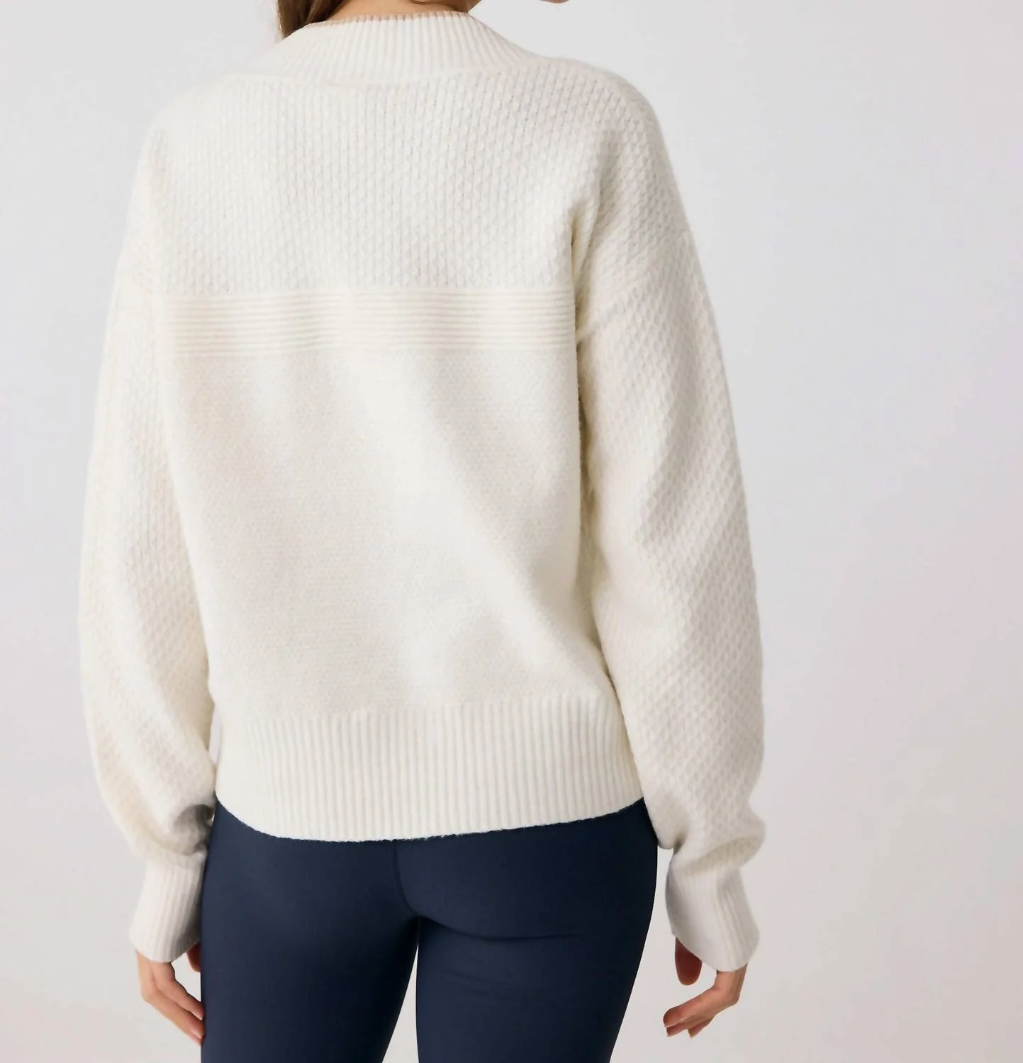 Camille Soft V-Neck Sweater In Cream Heather - Image 3