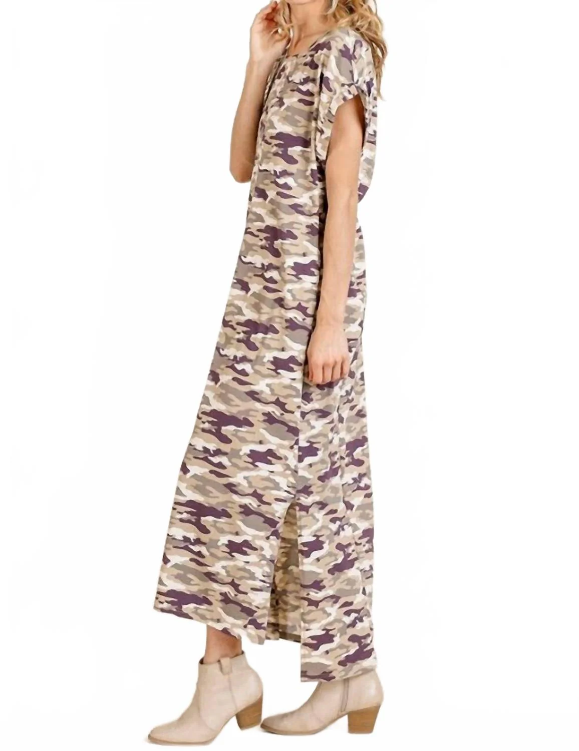 Camo Maxi Dress In Taupe - Image 2