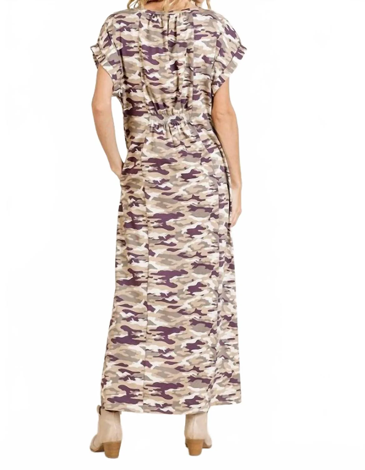 Camo Maxi Dress In Taupe - Image 3