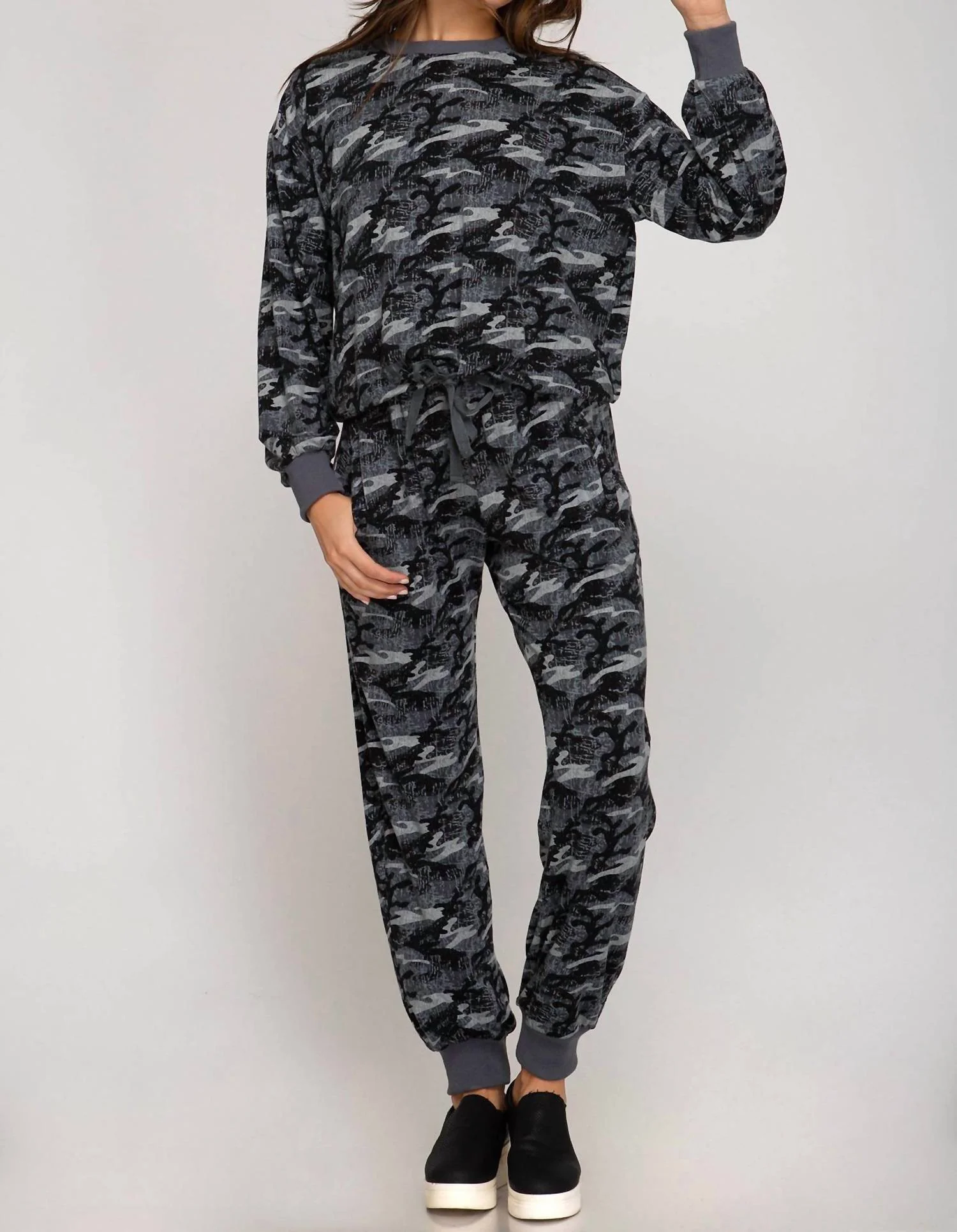 Camo Print Pullover Top