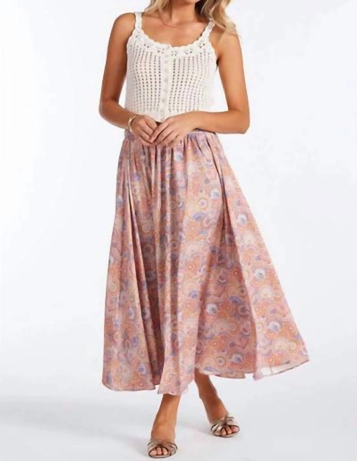 Camryn Summer Maxi Skirt In Coral
