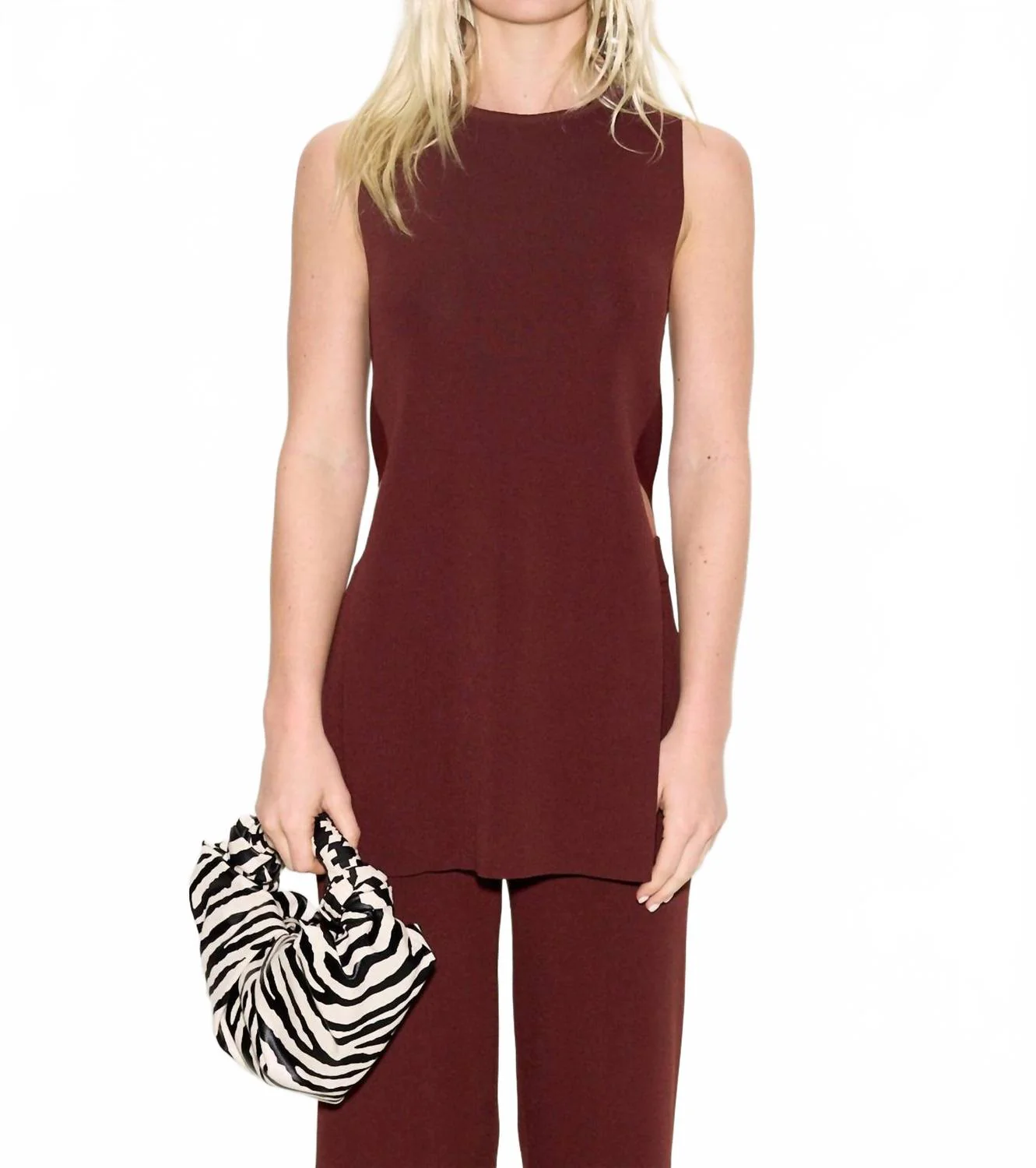 Canoga Sleeveless Knit Top In Choco Brown