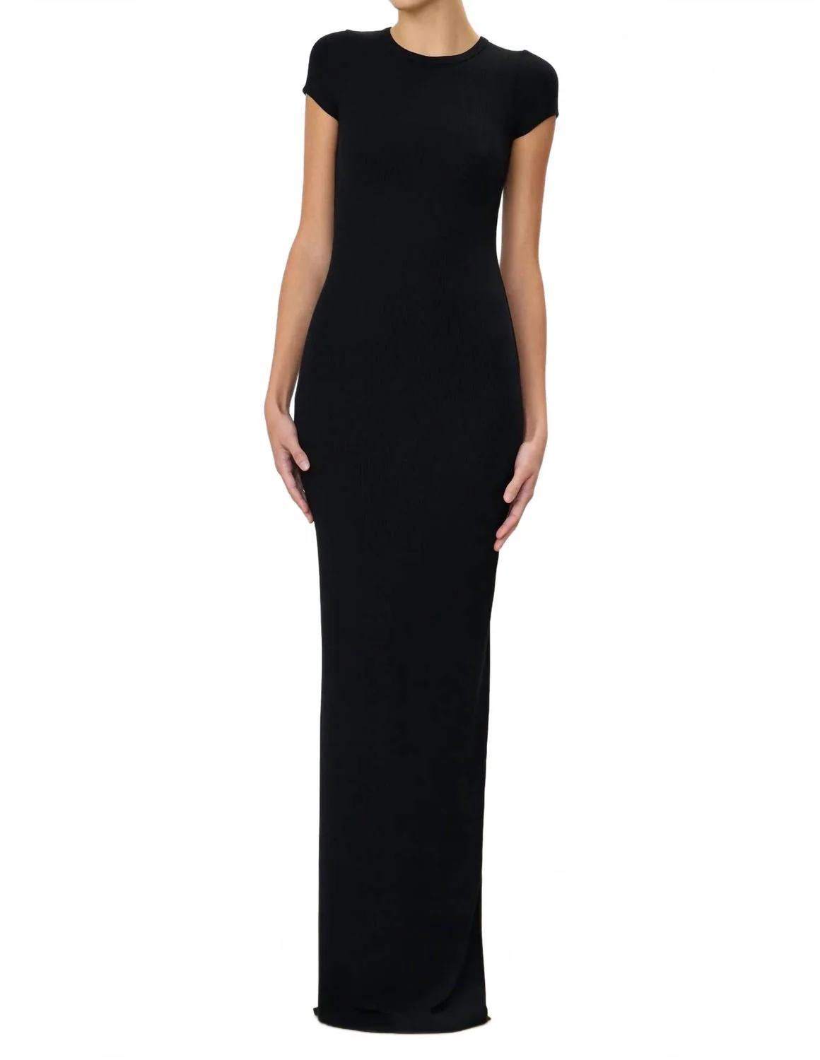 Cap Sleeve Maxi Dress In Black