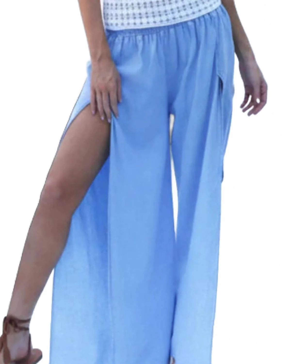 Capitana Wide Leg Pants In Light Blue Wash - Image 2